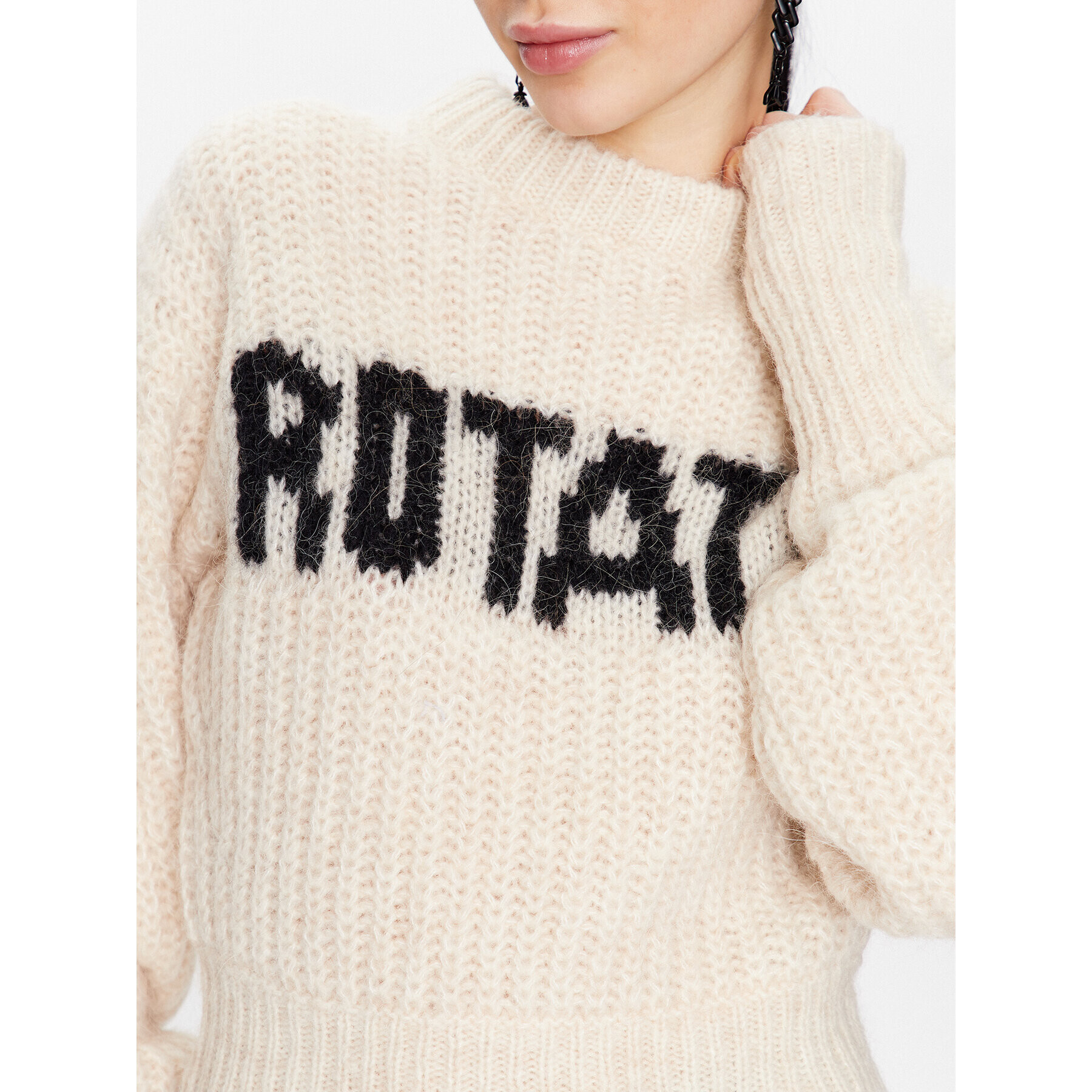 ROTATE Пуловер Knit Puff Sleeve RT2287 Екрю Regular Fit - Pepit.bg
