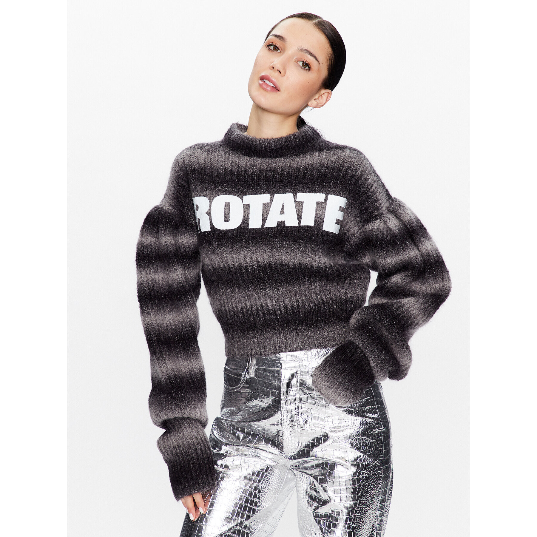ROTATE Пуловер Mohair Knit RT2404 Сив Regular Fit - Pepit.bg