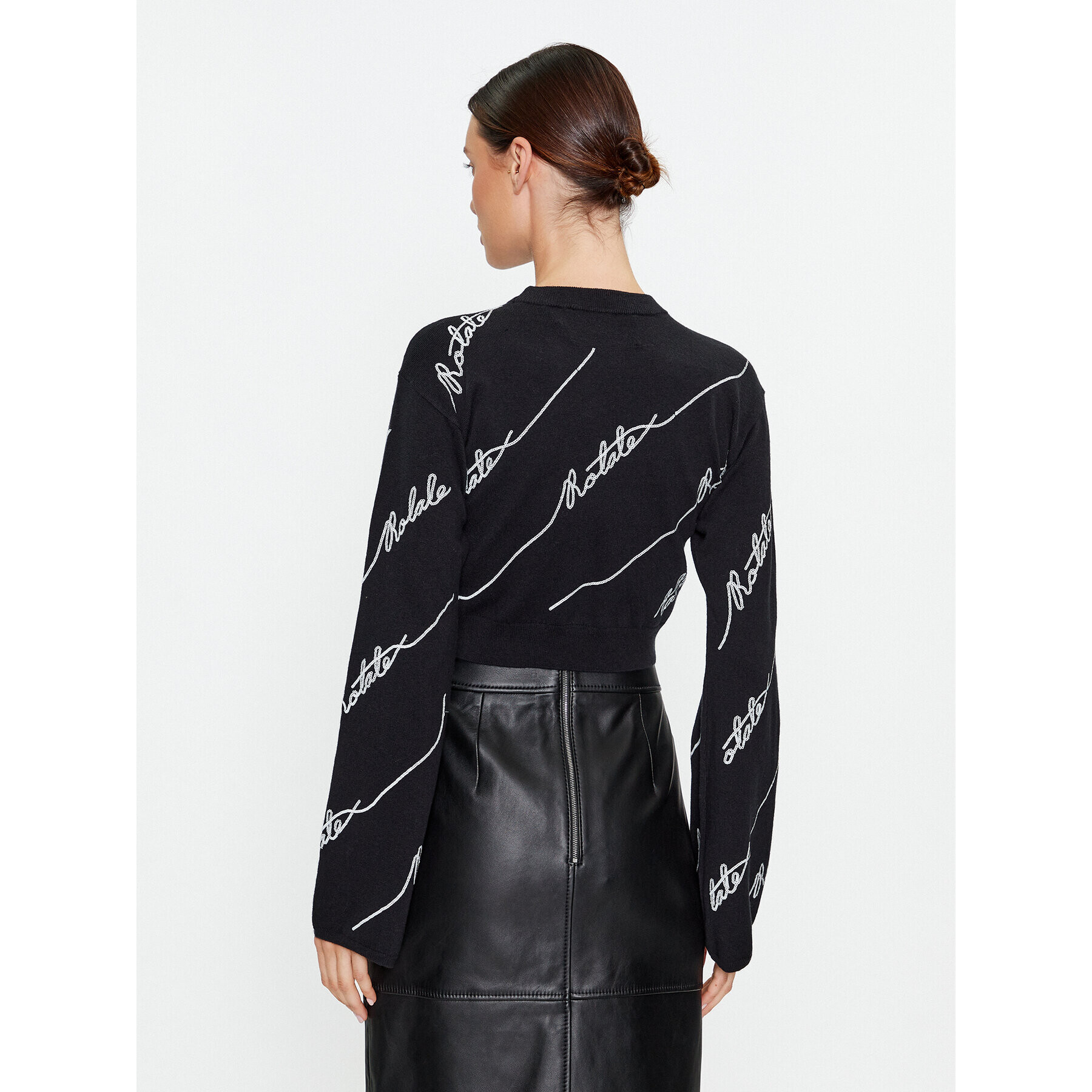 ROTATE Пуловер Sequin Logo 110113100 Черен Regular Fit - Pepit.bg