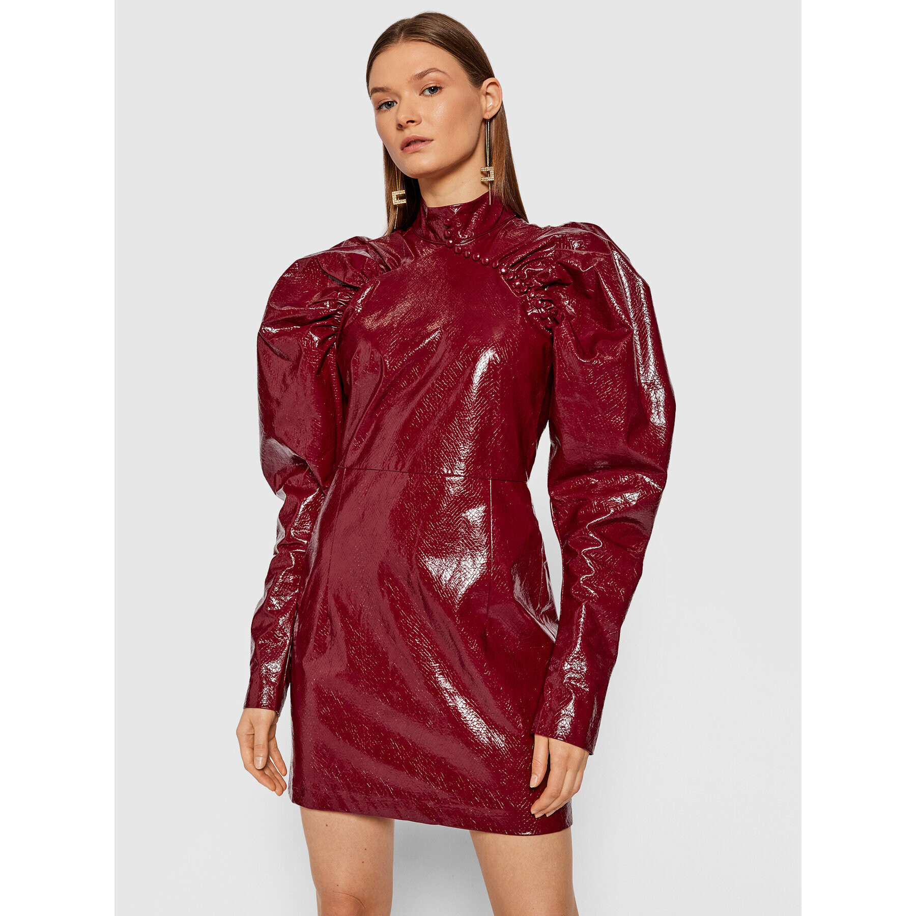 ROTATE Рокля от имитация на кожа Kim RT450 Бордо Regular Fit - Pepit.bg