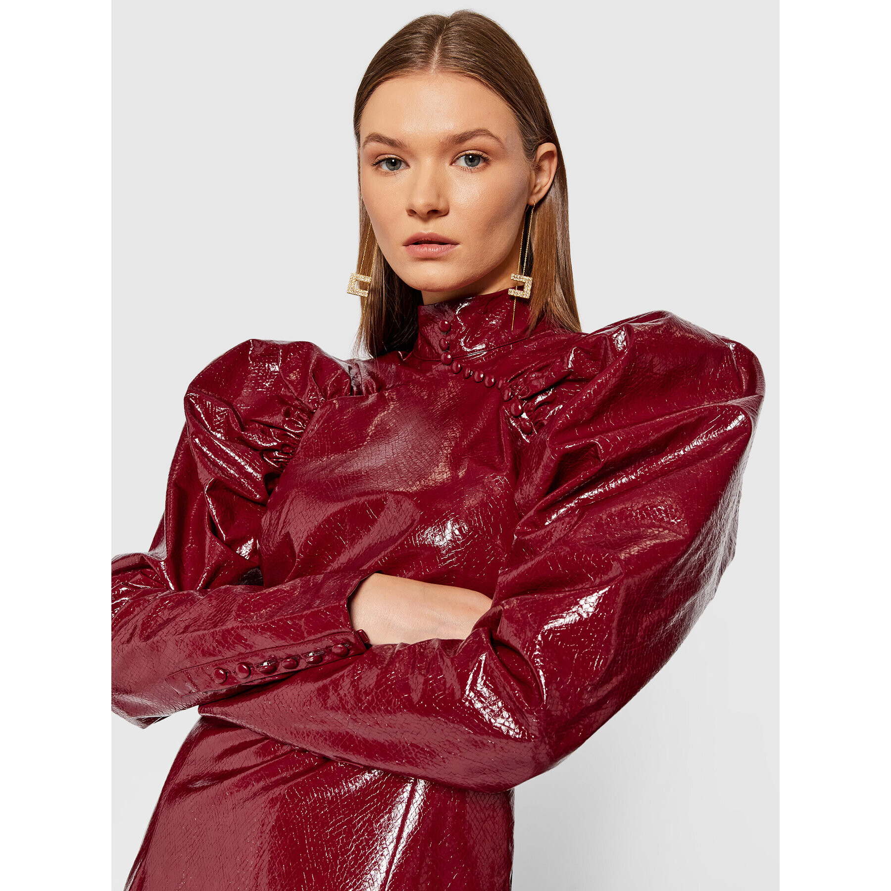 ROTATE Рокля от имитация на кожа Kim RT450 Бордо Regular Fit - Pepit.bg