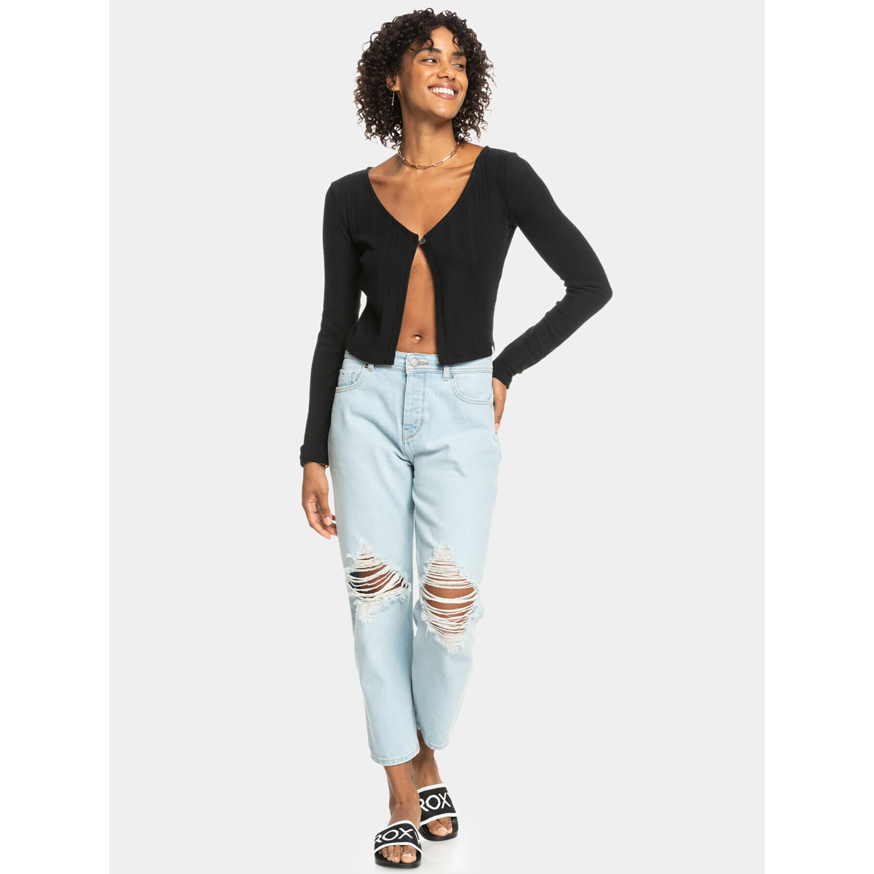 Roxy Кардиган Mystical Sky Kttp ERJKT04046 Сив Slim Fit - Pepit.bg