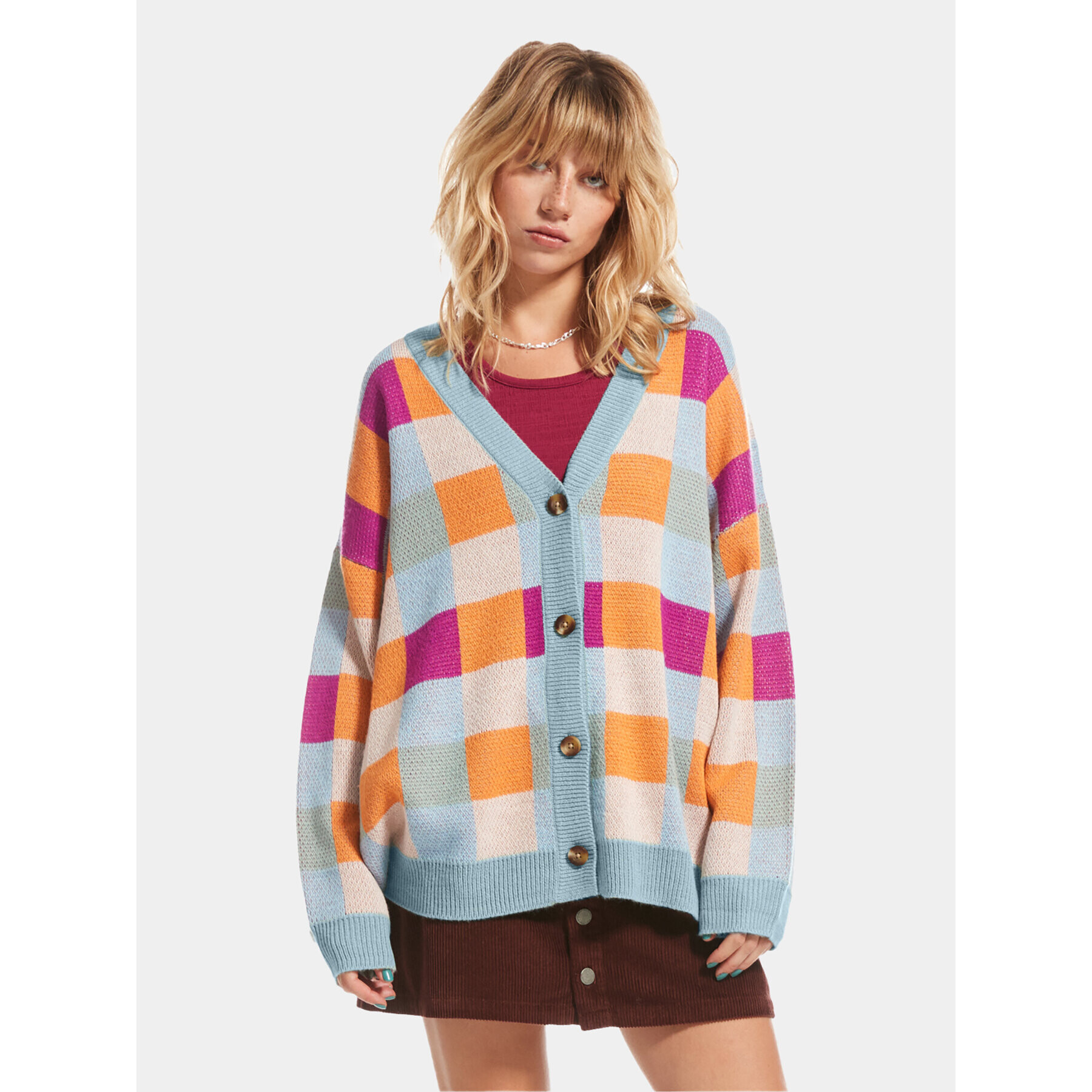 Roxy Кардиган Small Slow Chec Swtr ERJSW03578 Син Regular Fit - Pepit.bg