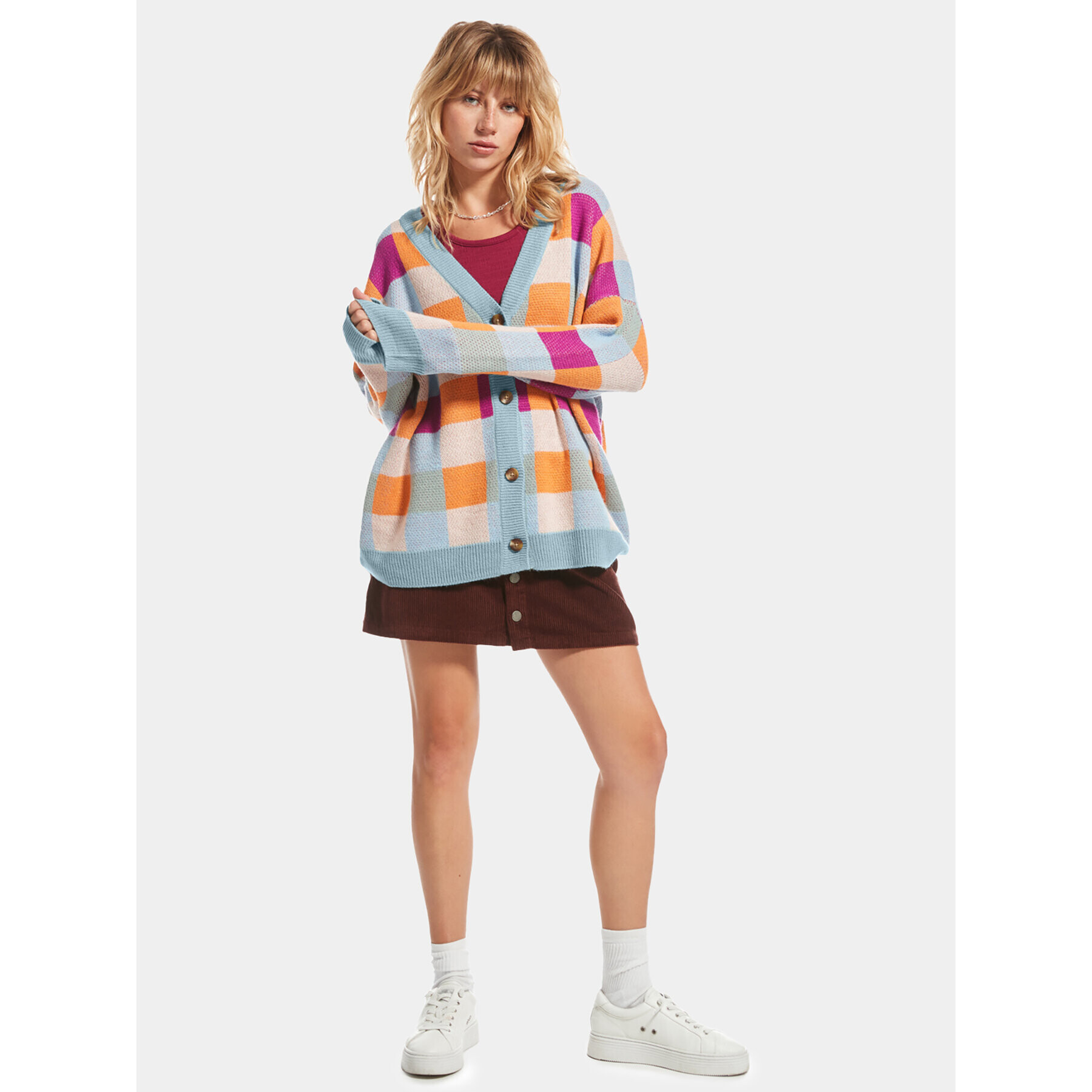 Roxy Кардиган Small Slow Chec Swtr ERJSW03578 Син Regular Fit - Pepit.bg