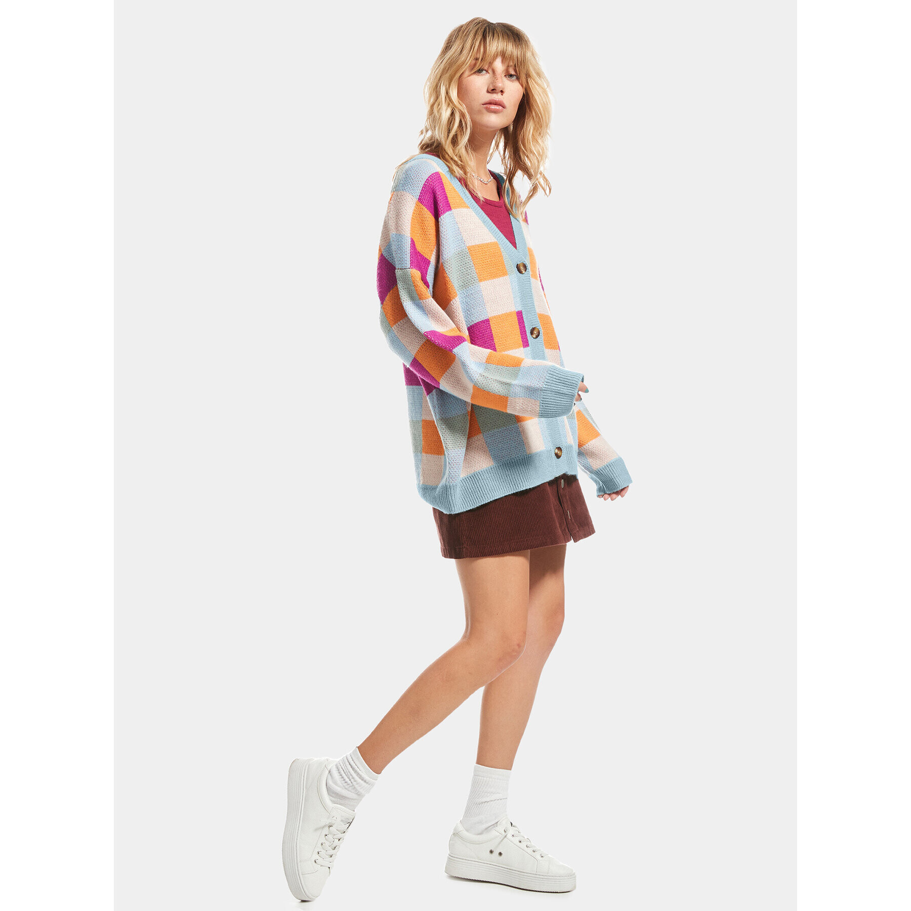 Roxy Кардиган Small Slow Chec Swtr ERJSW03578 Син Regular Fit - Pepit.bg
