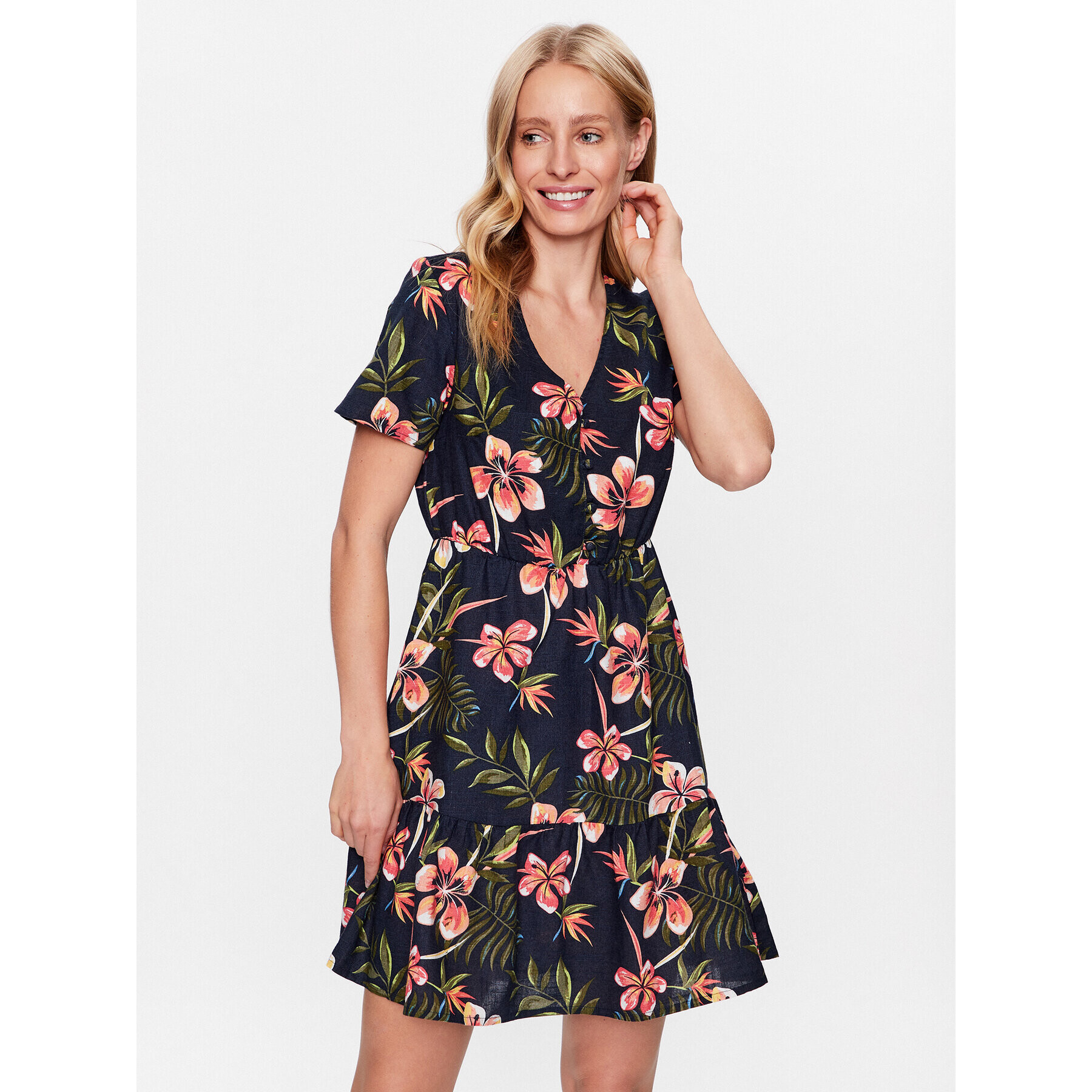 Roxy Лятна рокля ERJWD03709 Тъмносин Regular Fit - Pepit.bg