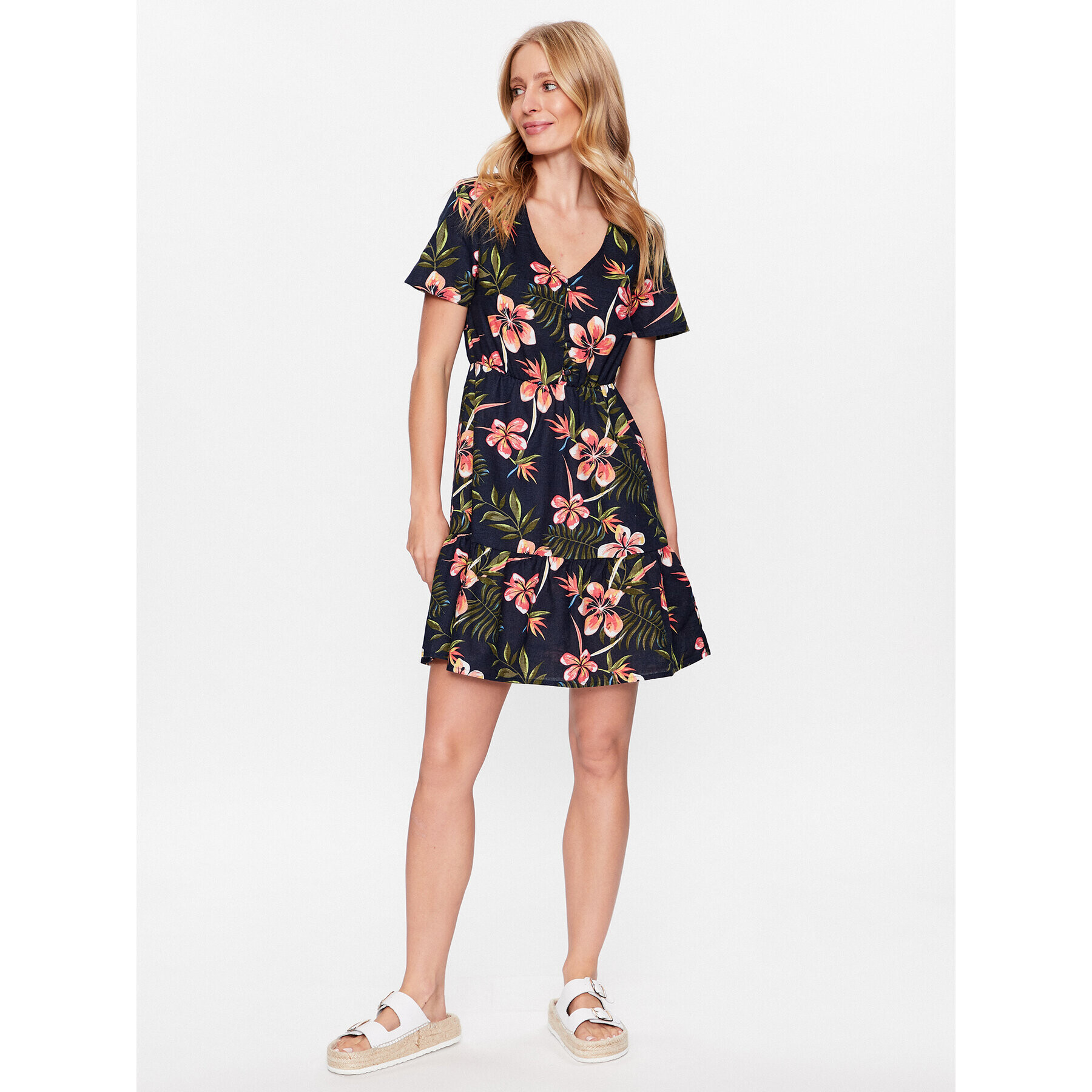 Roxy Лятна рокля ERJWD03709 Тъмносин Regular Fit - Pepit.bg