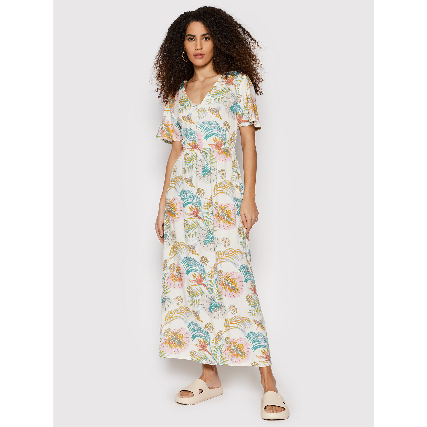 Roxy Лятна рокля Girly Community ERJWD03633 Бял Regular Fit - Pepit.bg