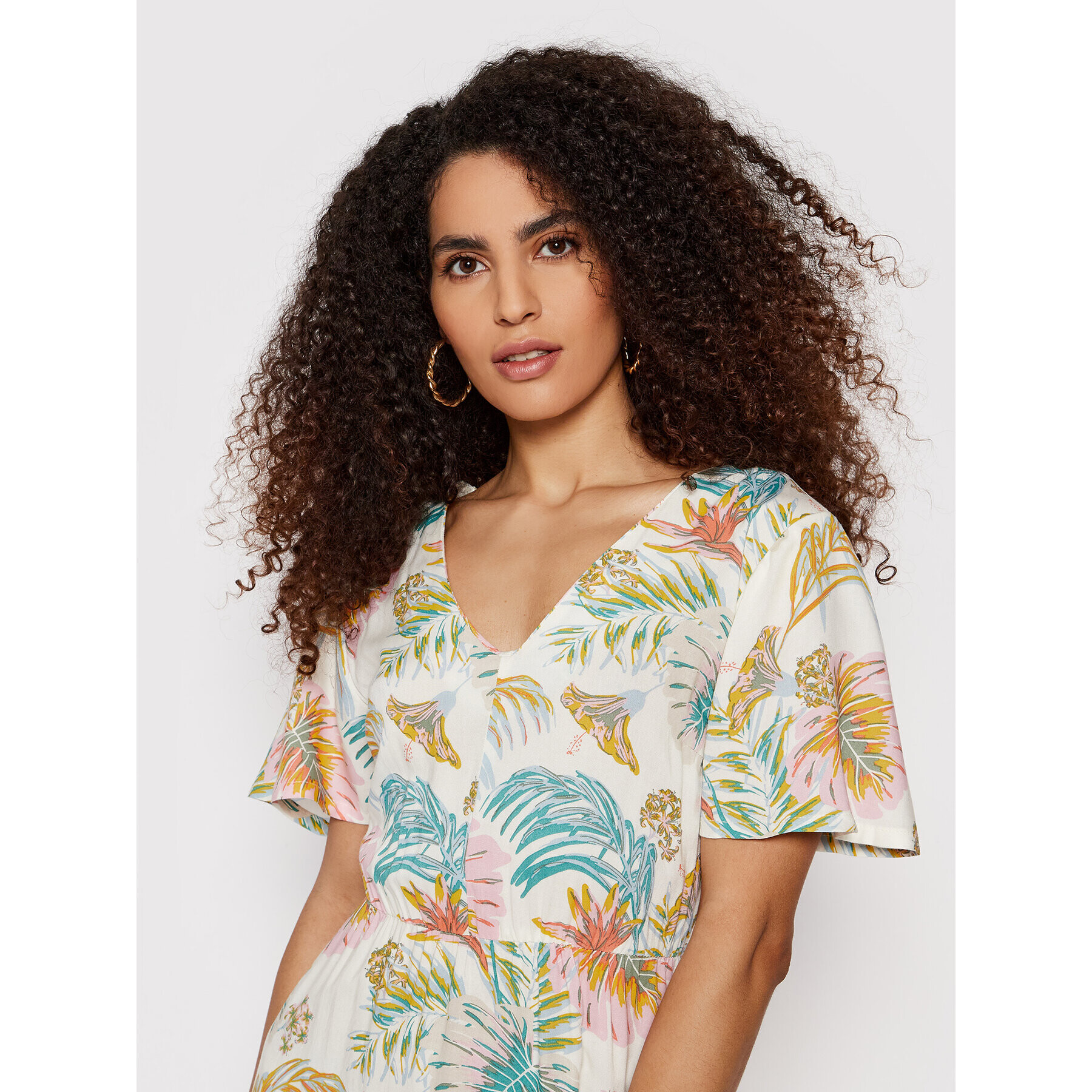 Roxy Лятна рокля Girly Community ERJWD03633 Бял Regular Fit - Pepit.bg