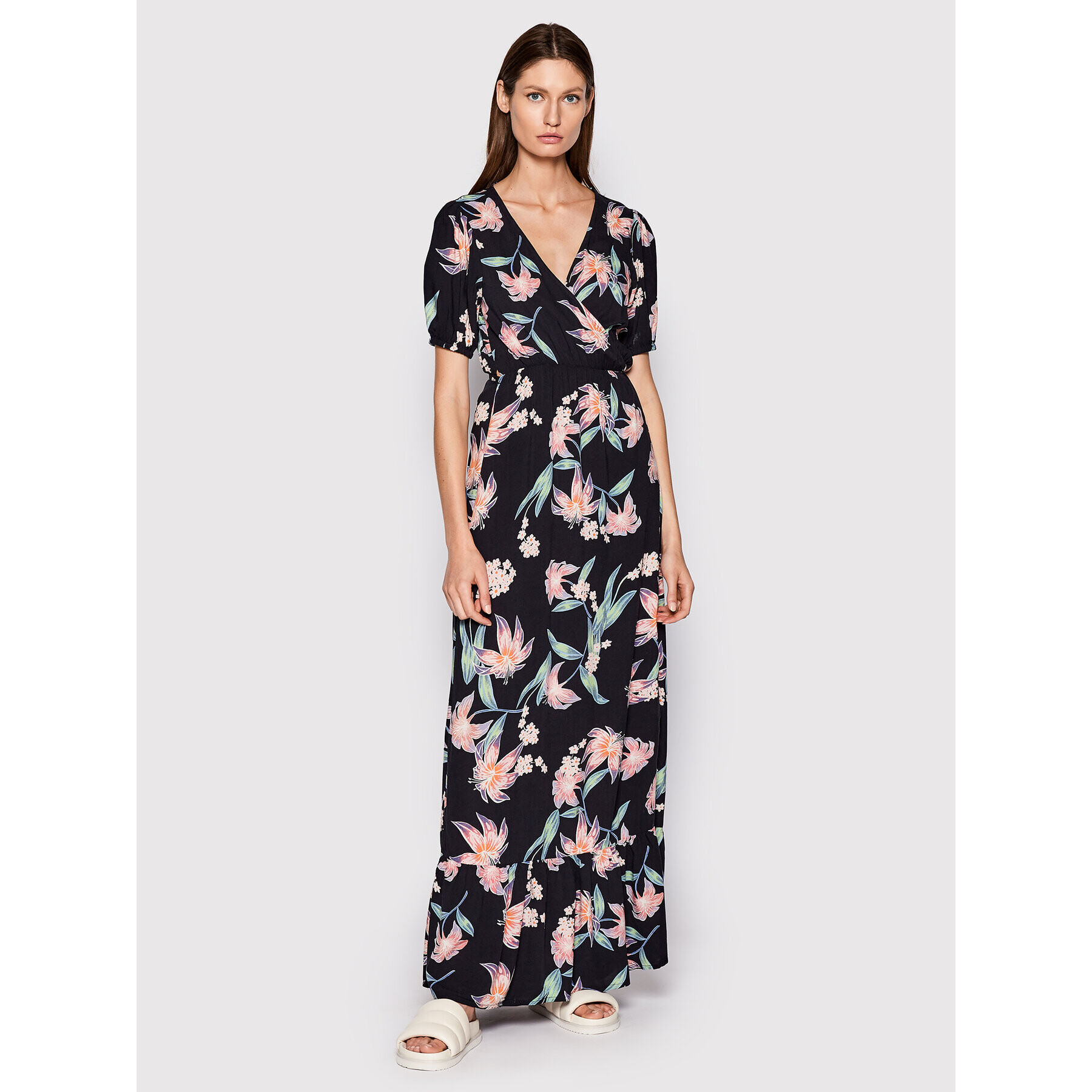 Roxy Лятна рокля Slow Down Time ERJWD03659 Черен Regular Fit - Pepit.bg