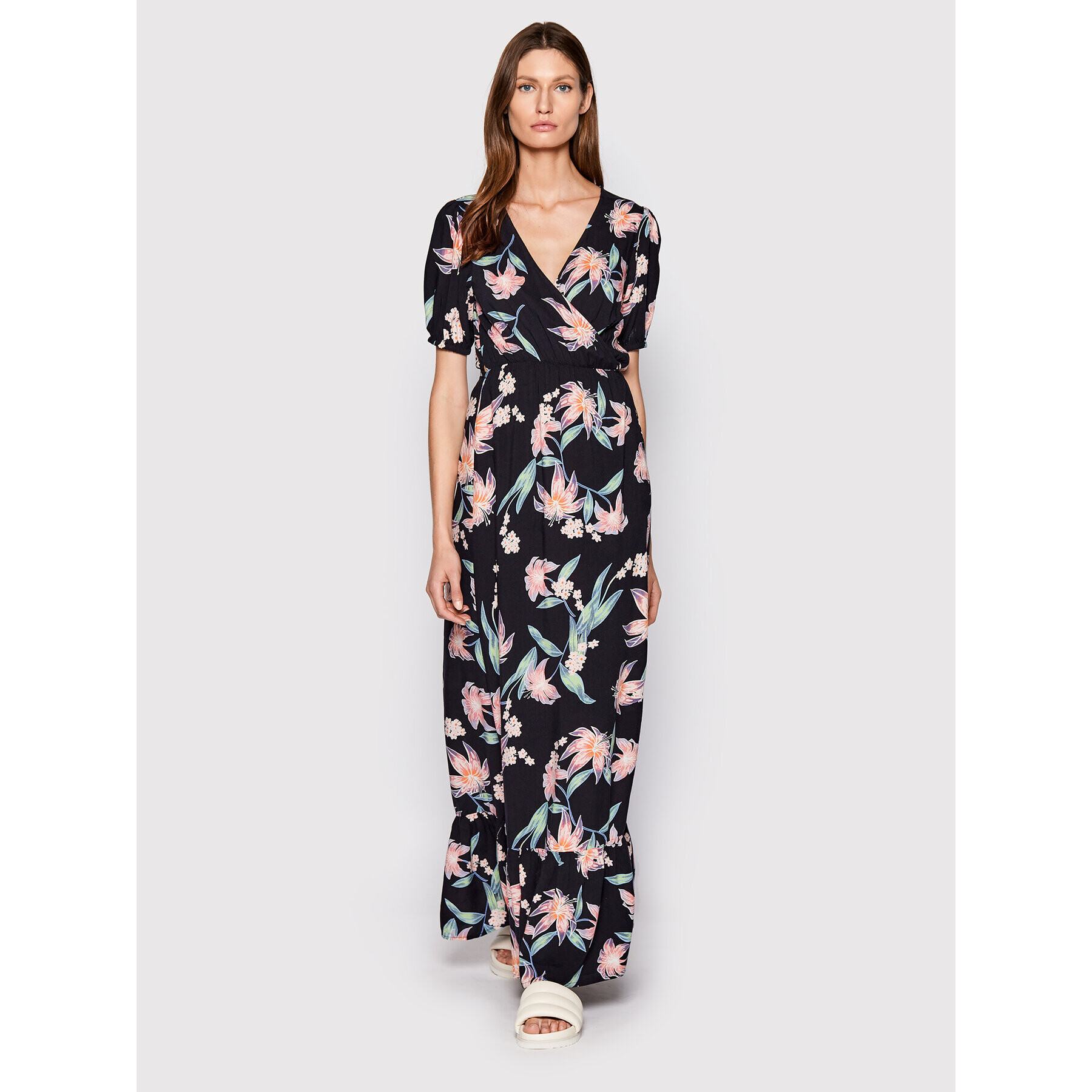 Roxy Лятна рокля Slow Down Time ERJWD03659 Черен Regular Fit - Pepit.bg