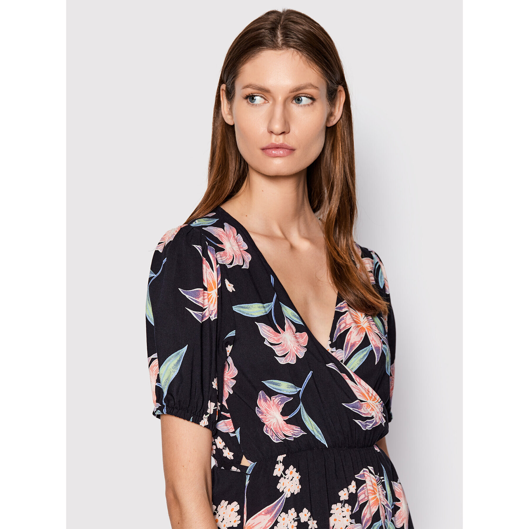 Roxy Лятна рокля Slow Down Time ERJWD03659 Черен Regular Fit - Pepit.bg