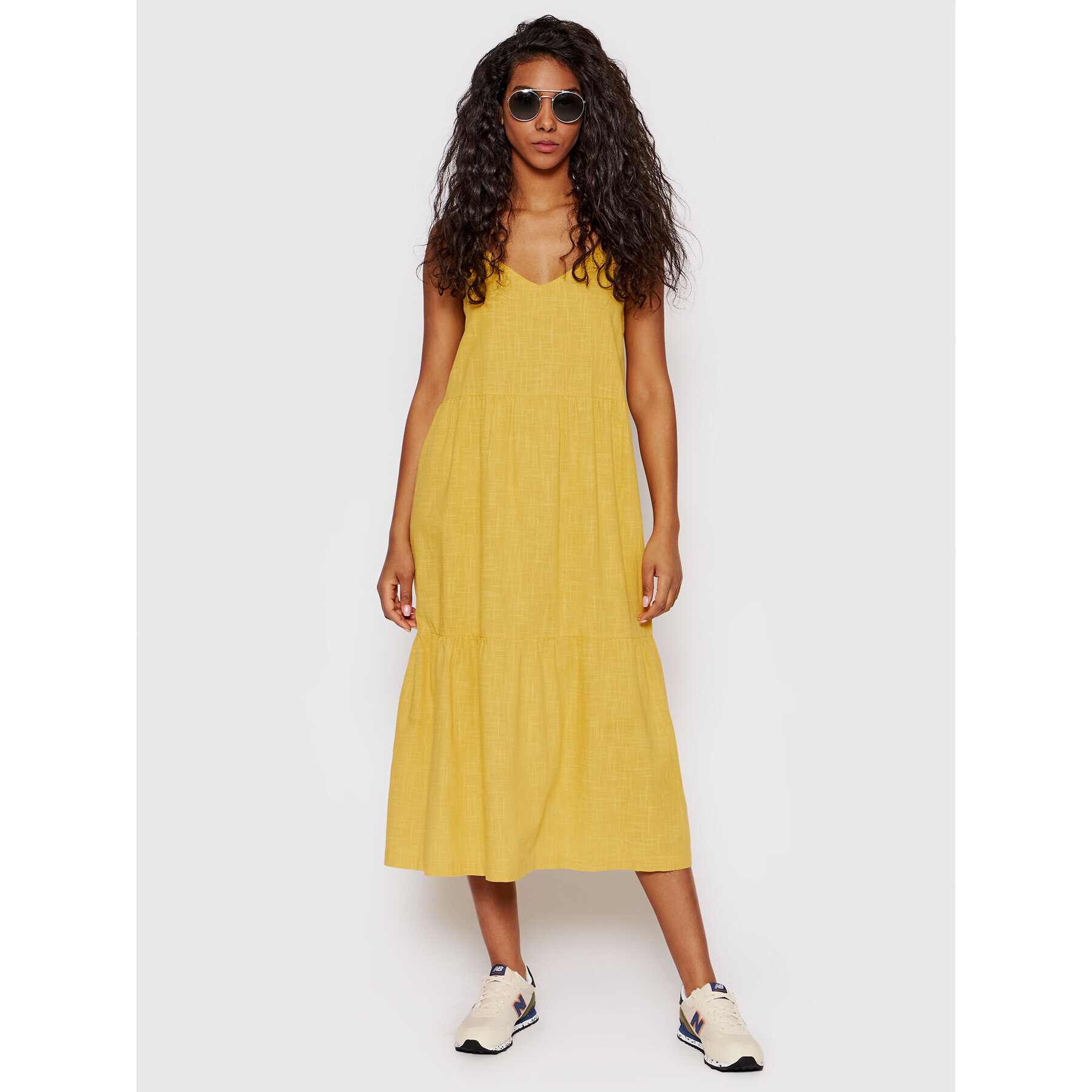 Roxy Лятна рокля Waiting Line ERJWD03610 Жълт Regular Fit - Pepit.bg