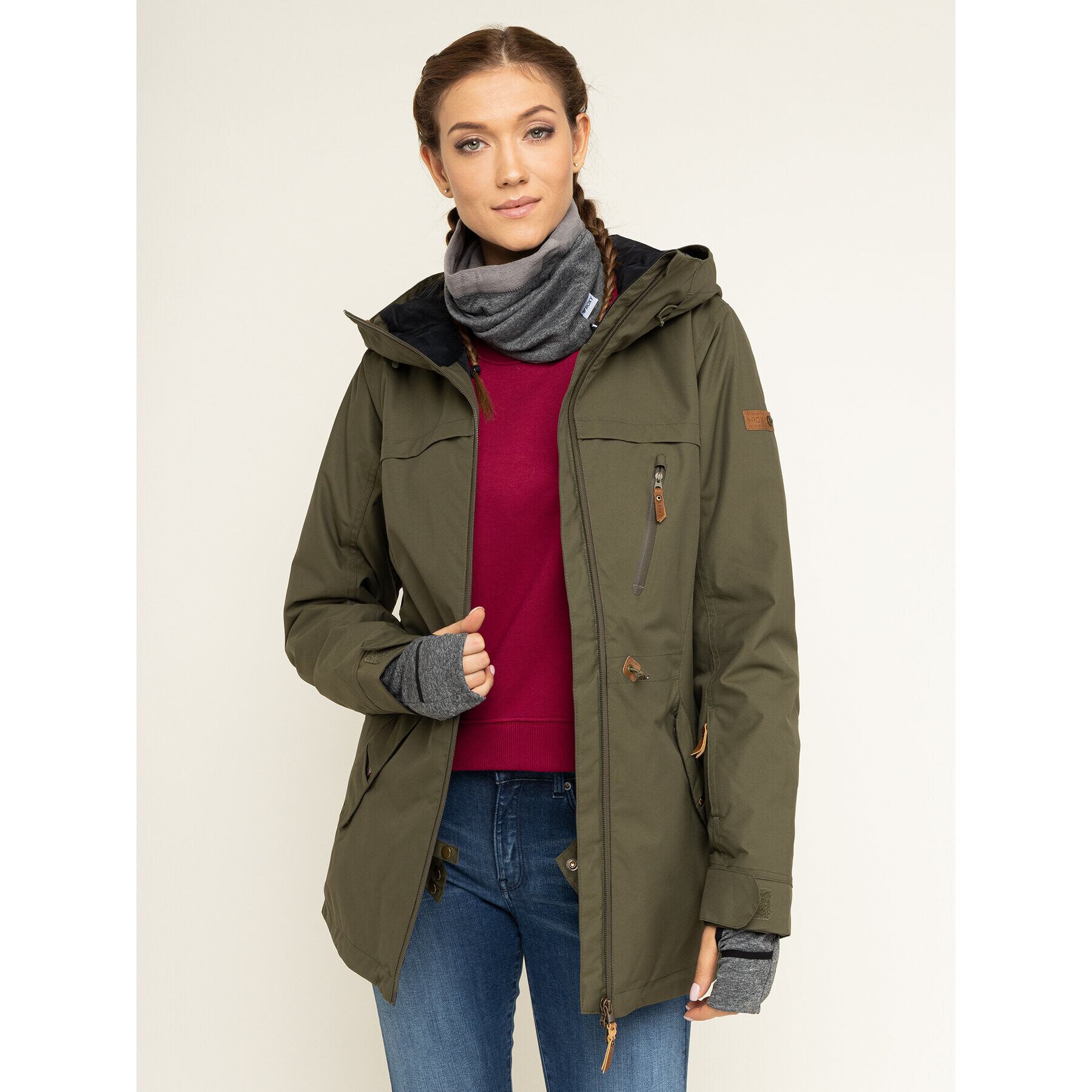 Roxy Парка Stated ERJTJ03225 Зелен Long Fit - Pepit.bg