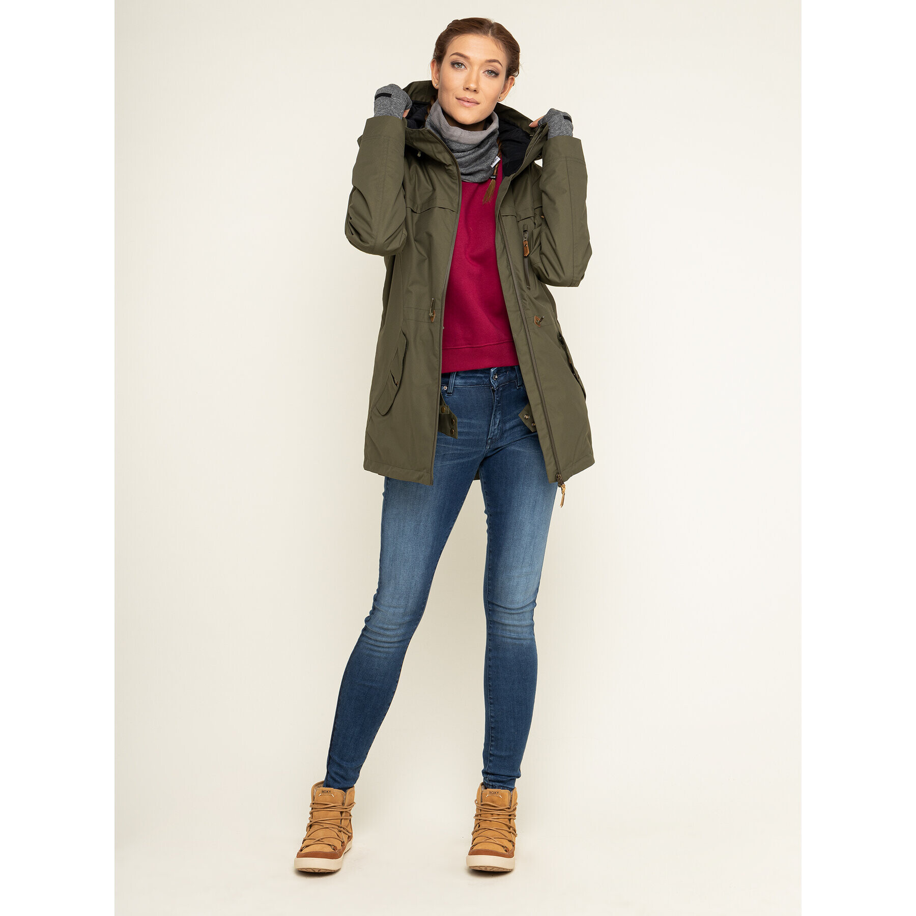 Roxy Парка Stated ERJTJ03225 Зелен Long Fit - Pepit.bg