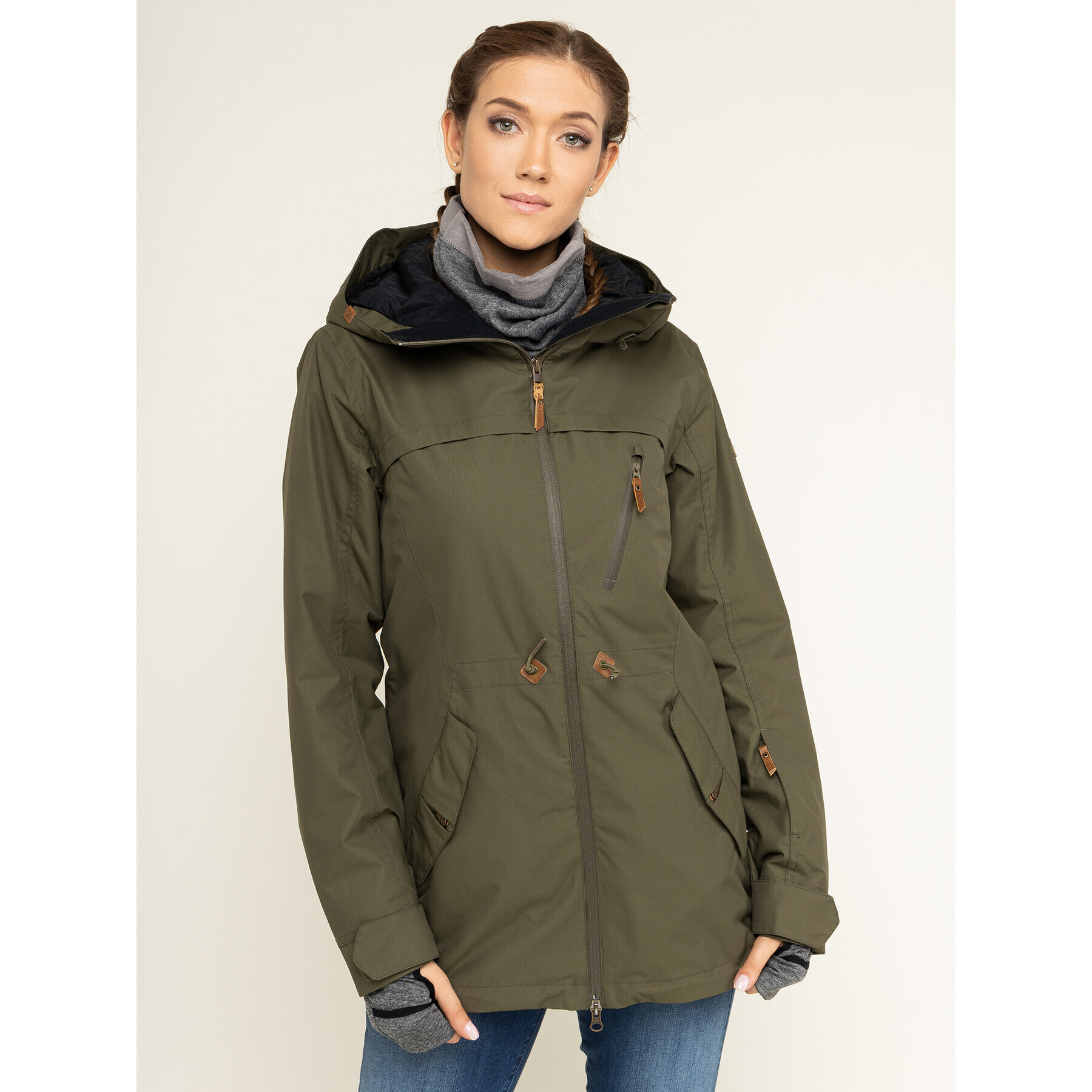 Roxy Парка Stated ERJTJ03225 Зелен Long Fit - Pepit.bg