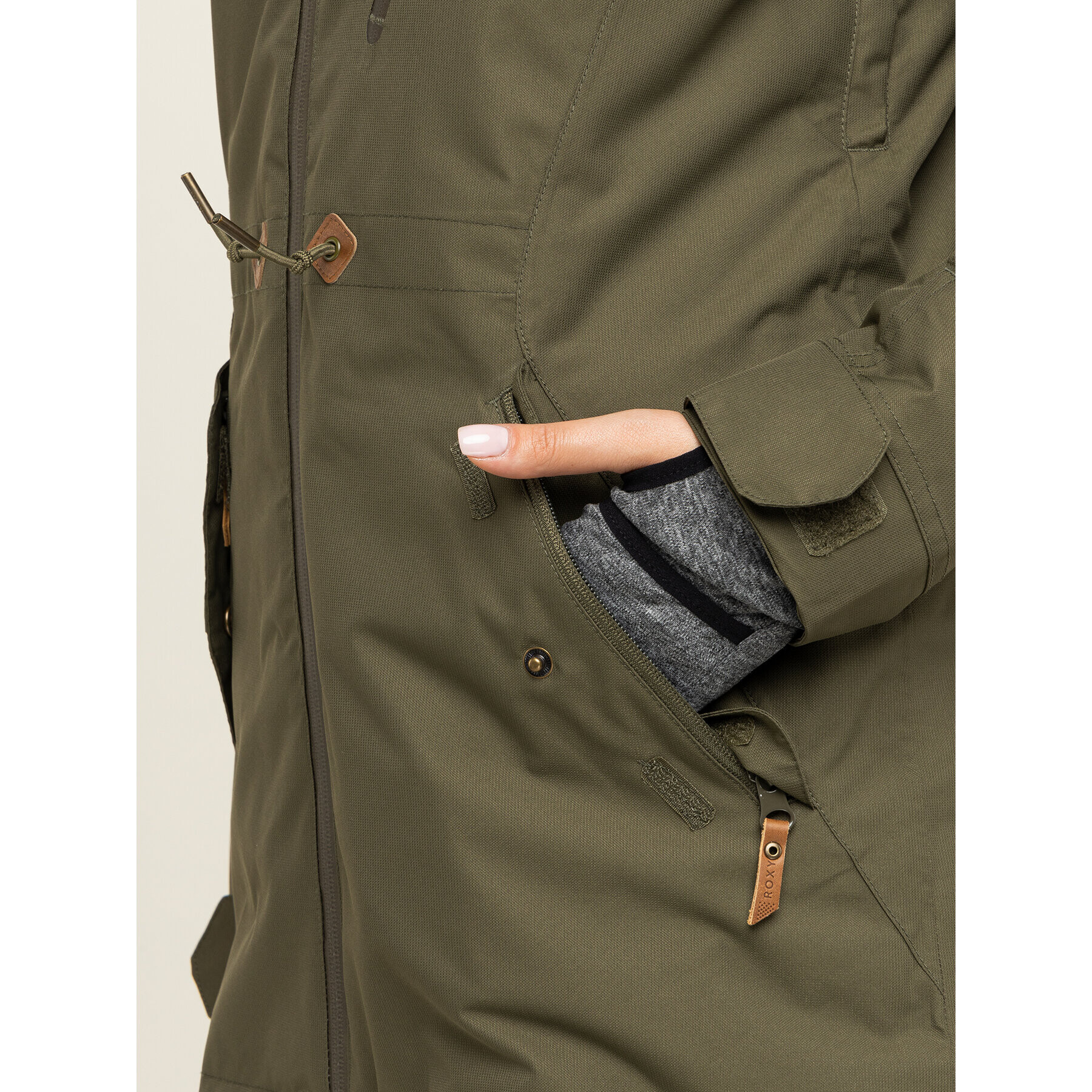 Roxy Парка Stated ERJTJ03225 Зелен Long Fit - Pepit.bg