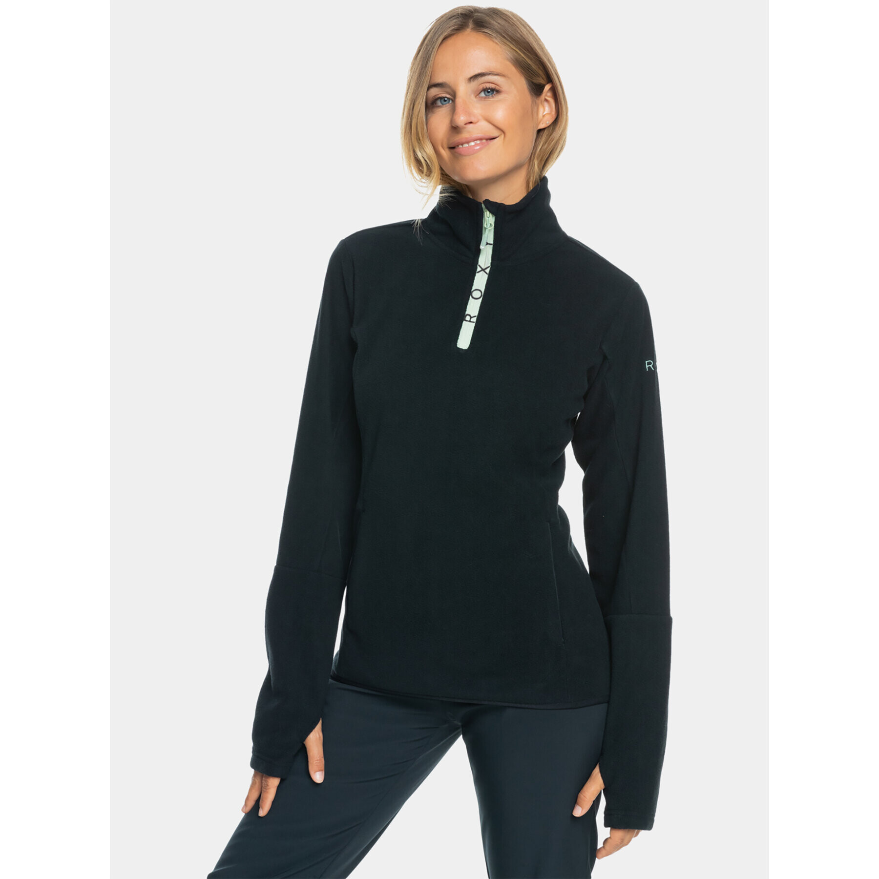 Roxy Полар Sayna Half Zip Otlr ERJFT04719 Черен Regular Fit - Pepit.bg