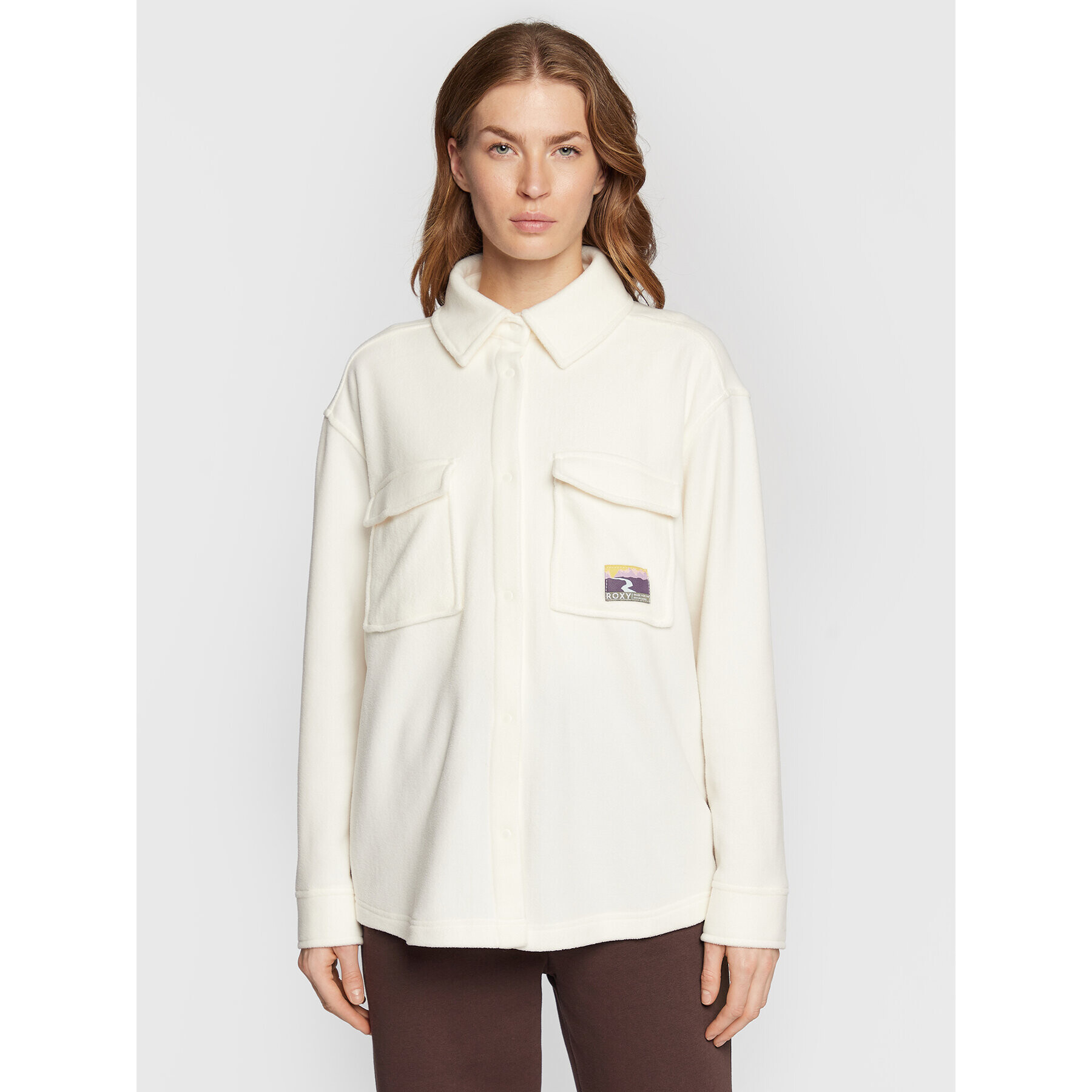 Roxy Риза Because The Night ERJPF03108 Бежов Loose Fit - Pepit.bg