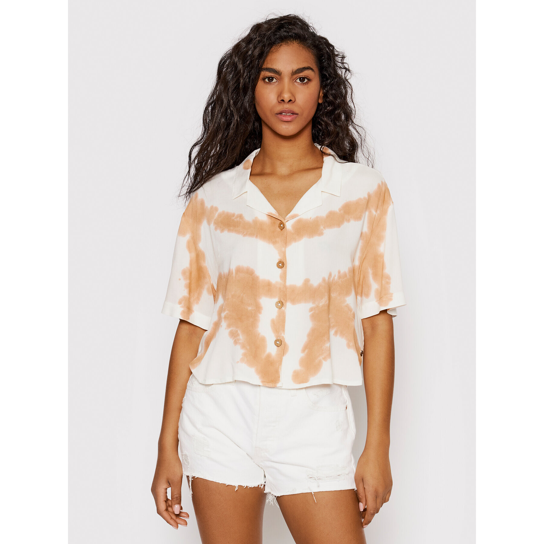 Roxy Риза Paper Day Tie Dye ERJWT03532 Бежов Boxy Fit - Pepit.bg