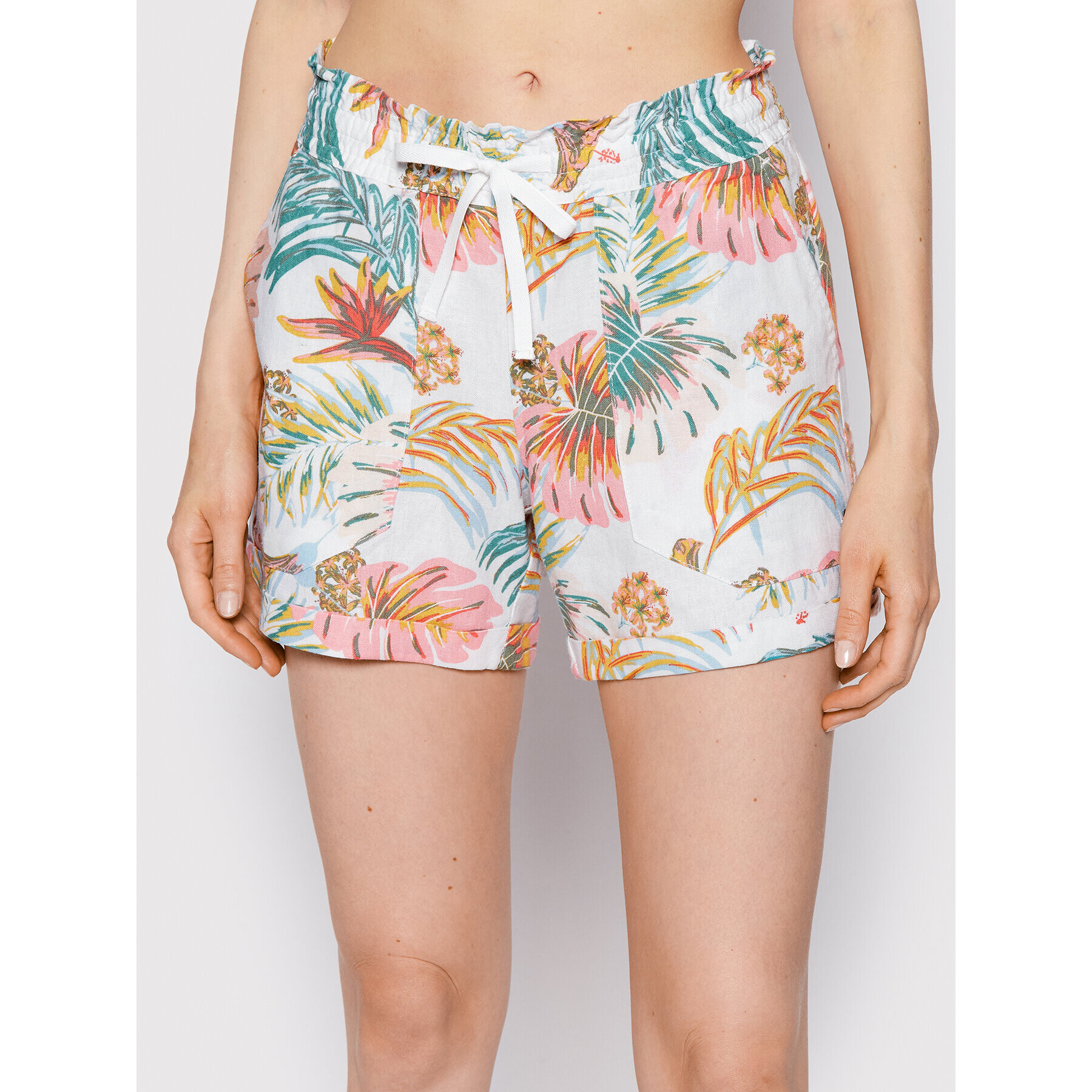 Roxy Шорти от плат Another Kiss Printed ERJNS03373 Бял Regular Fit - Pepit.bg