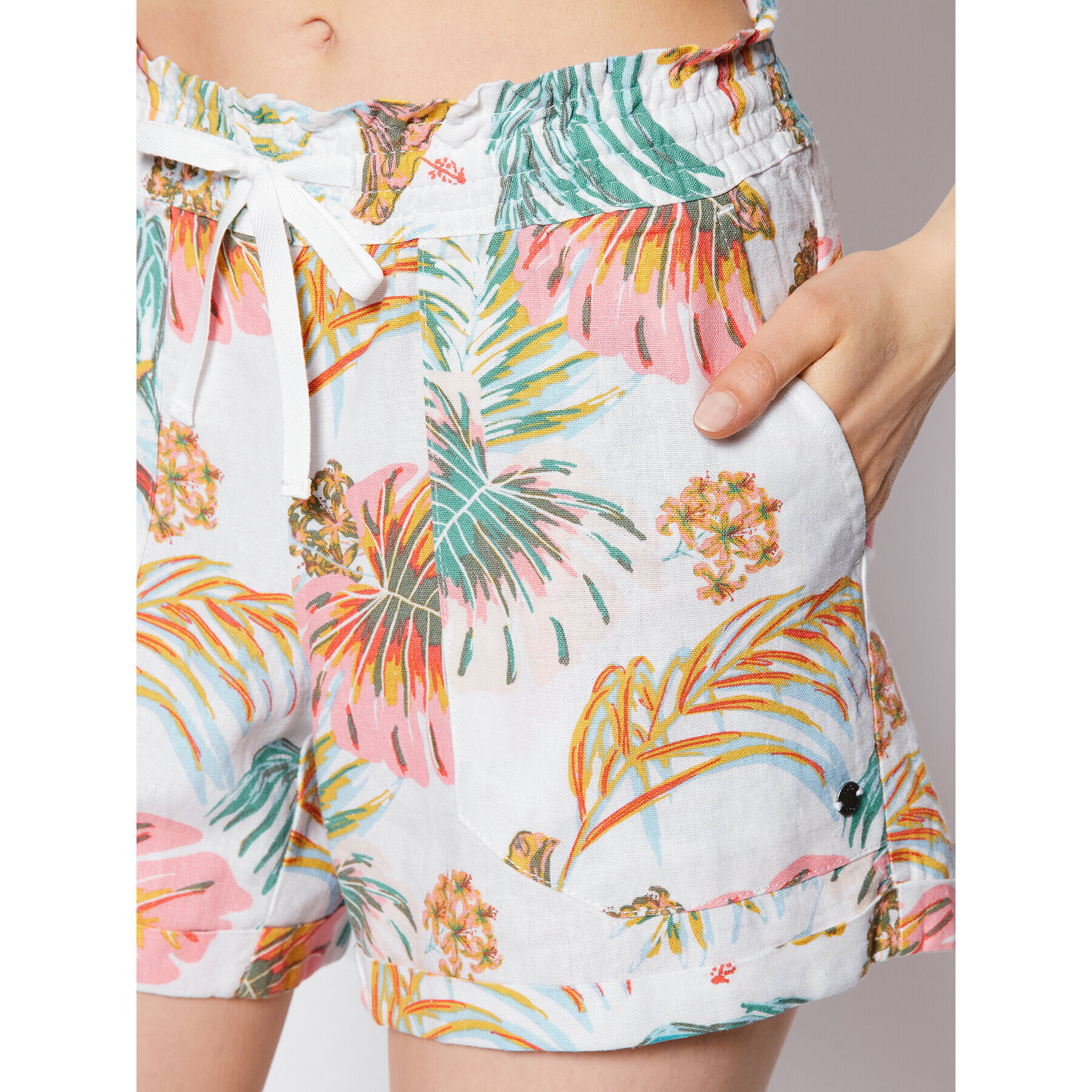 Roxy Шорти от плат Another Kiss Printed ERJNS03373 Бял Regular Fit - Pepit.bg