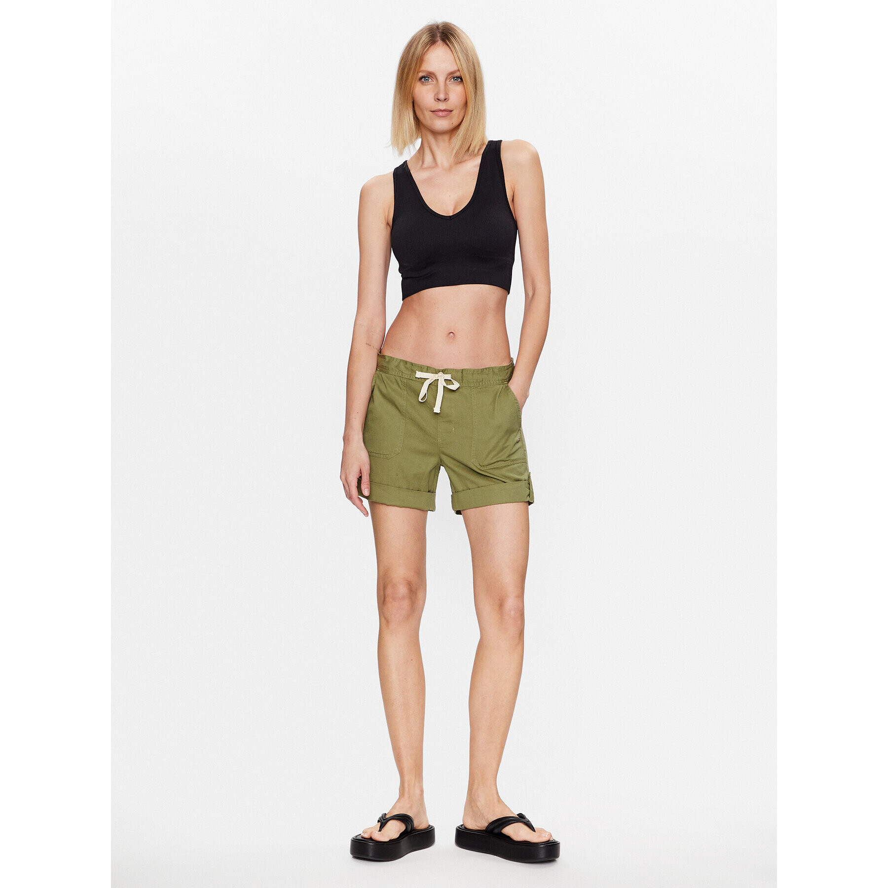 Roxy Шорти от плат Life Is Sweeter ERJNS03389 Зелен Regular Fit - Pepit.bg