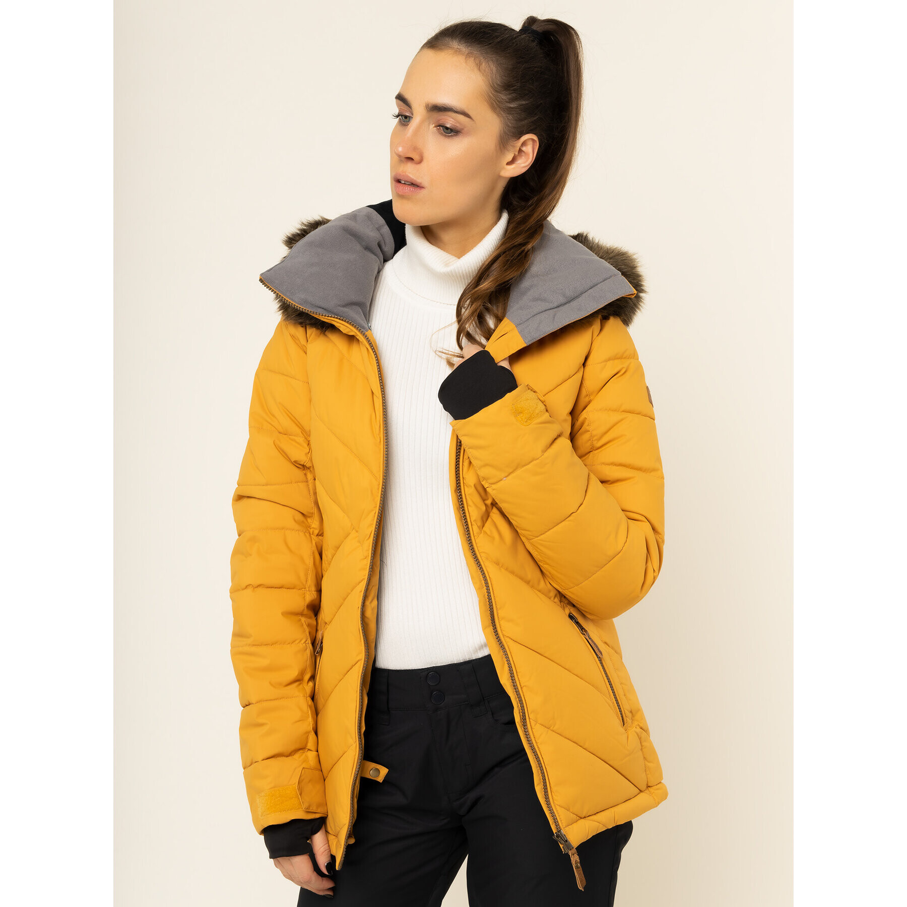 Roxy Сноуборд яке Quinn ERJTJ03227 Жълт Tailored Fit - Pepit.bg