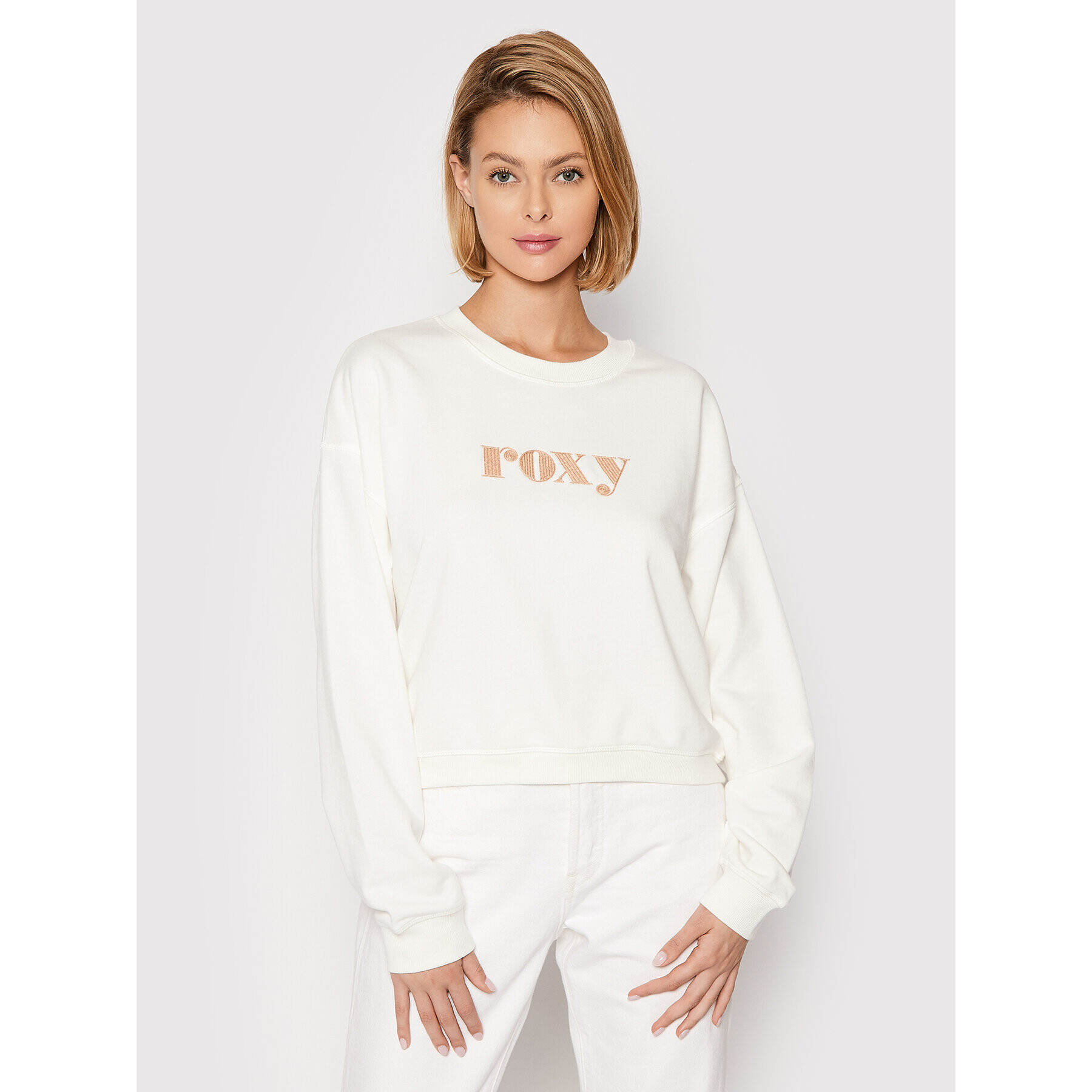 Roxy Суитшърт Break Away ERJFT04394 Бял Relaxed Fit - Pepit.bg