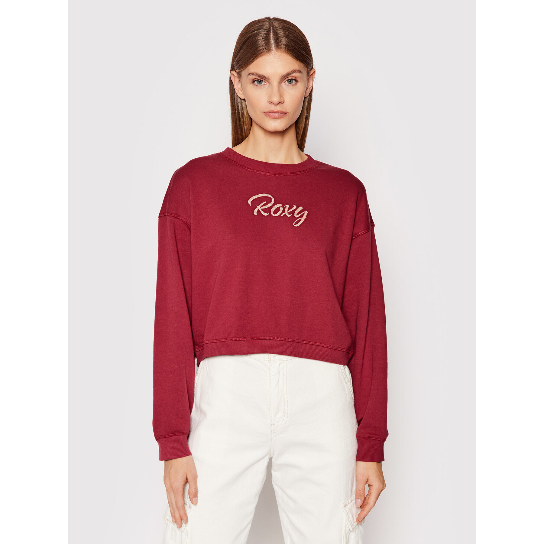 Roxy Суитшърт Break Away ERJFT04477 Червен Relaxed Fit - Pepit.bg