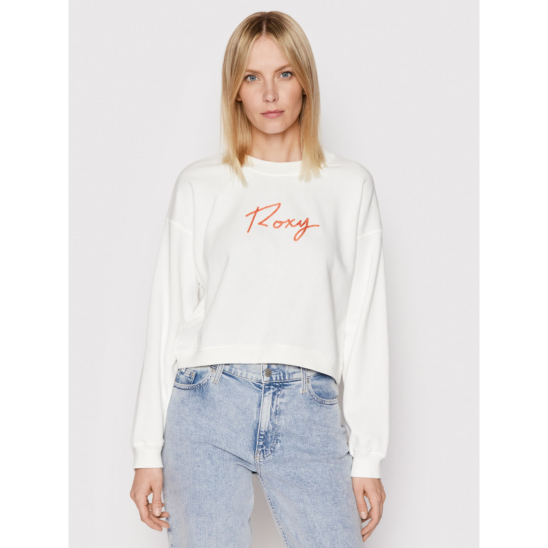 Roxy Суитшърт Break Away ERJFT04507 Бял Relaxed Fit - Pepit.bg