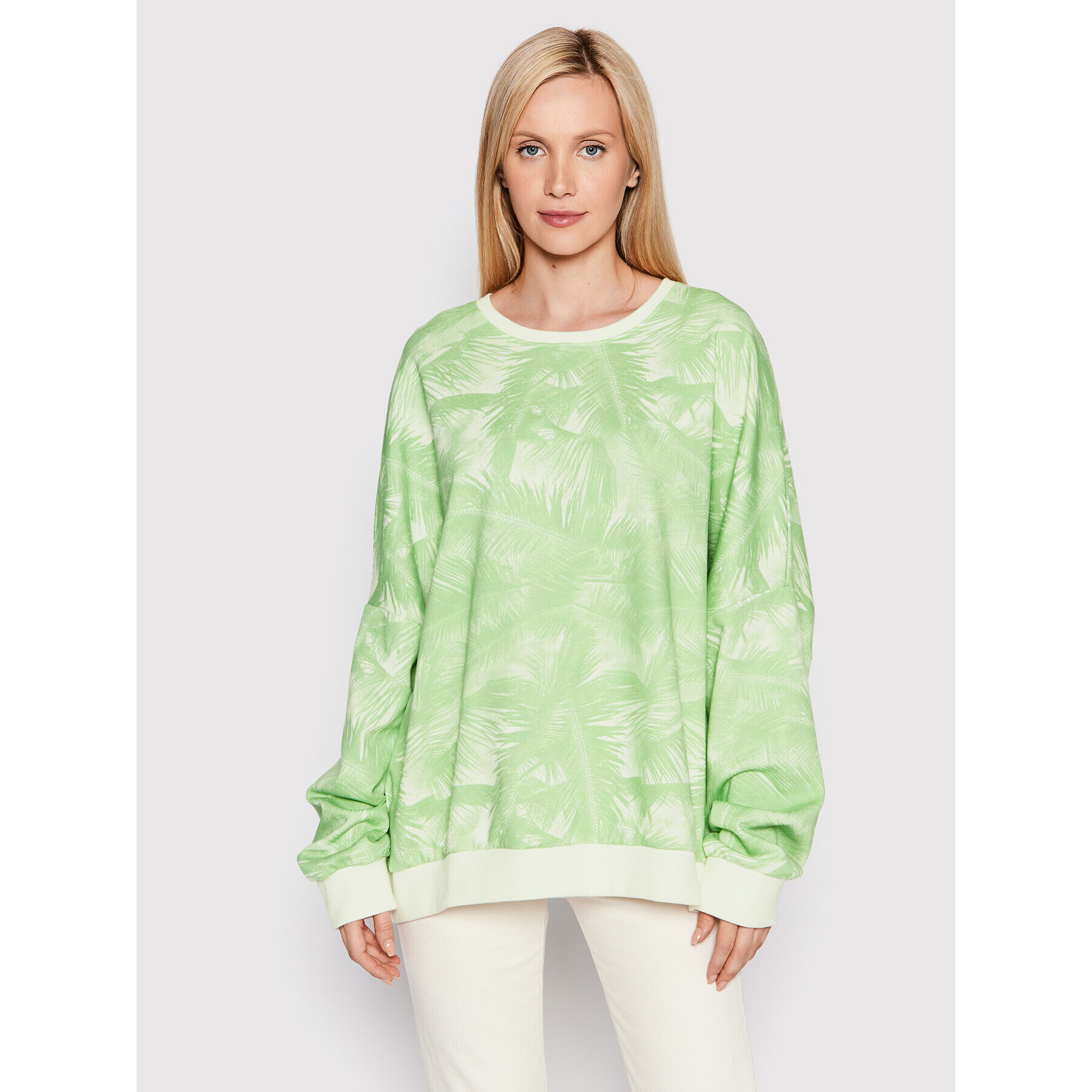 Roxy Суитшърт Bright Sunshine ARJFT04031 Зелен Oversize - Pepit.bg
