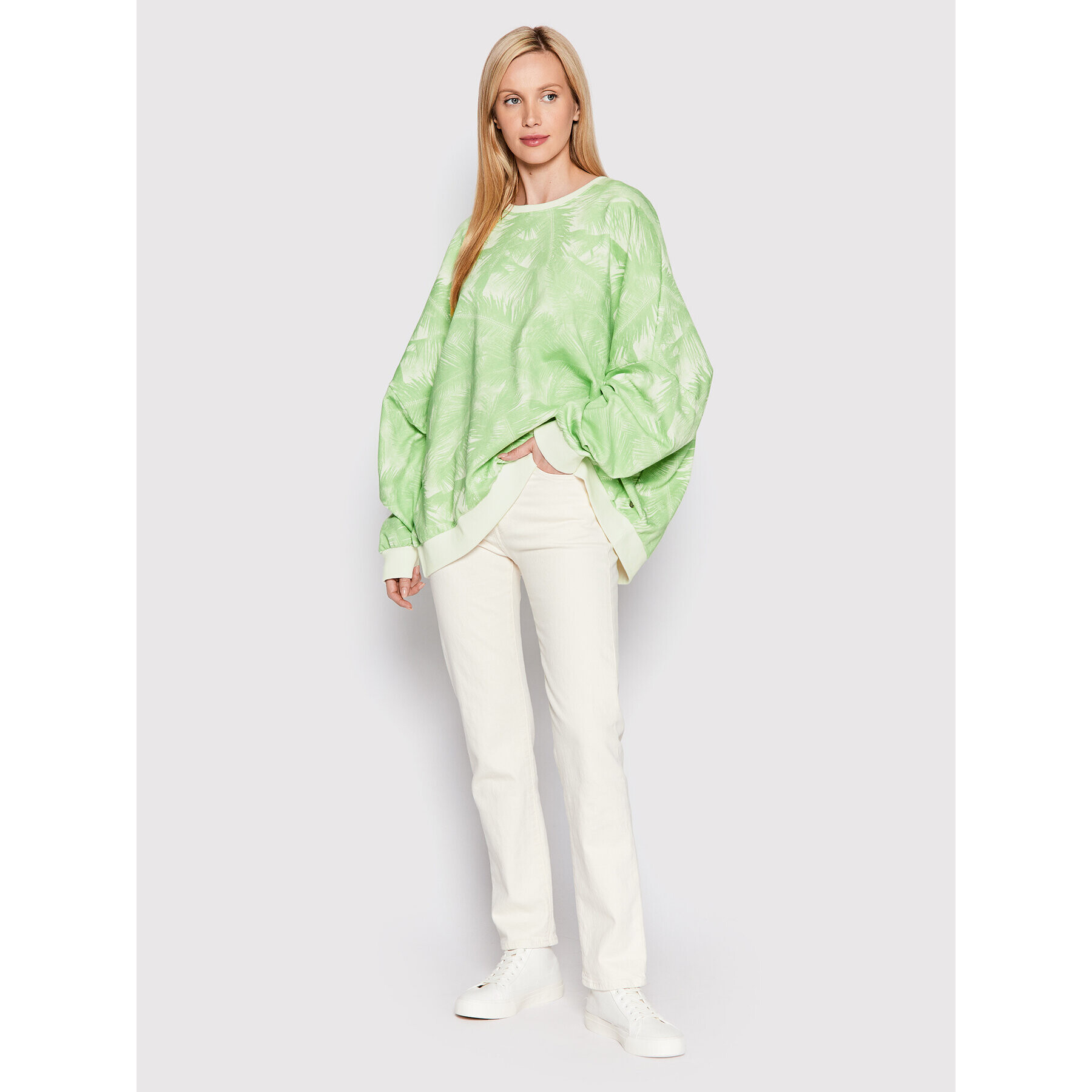 Roxy Суитшърт Bright Sunshine ARJFT04031 Зелен Oversize - Pepit.bg