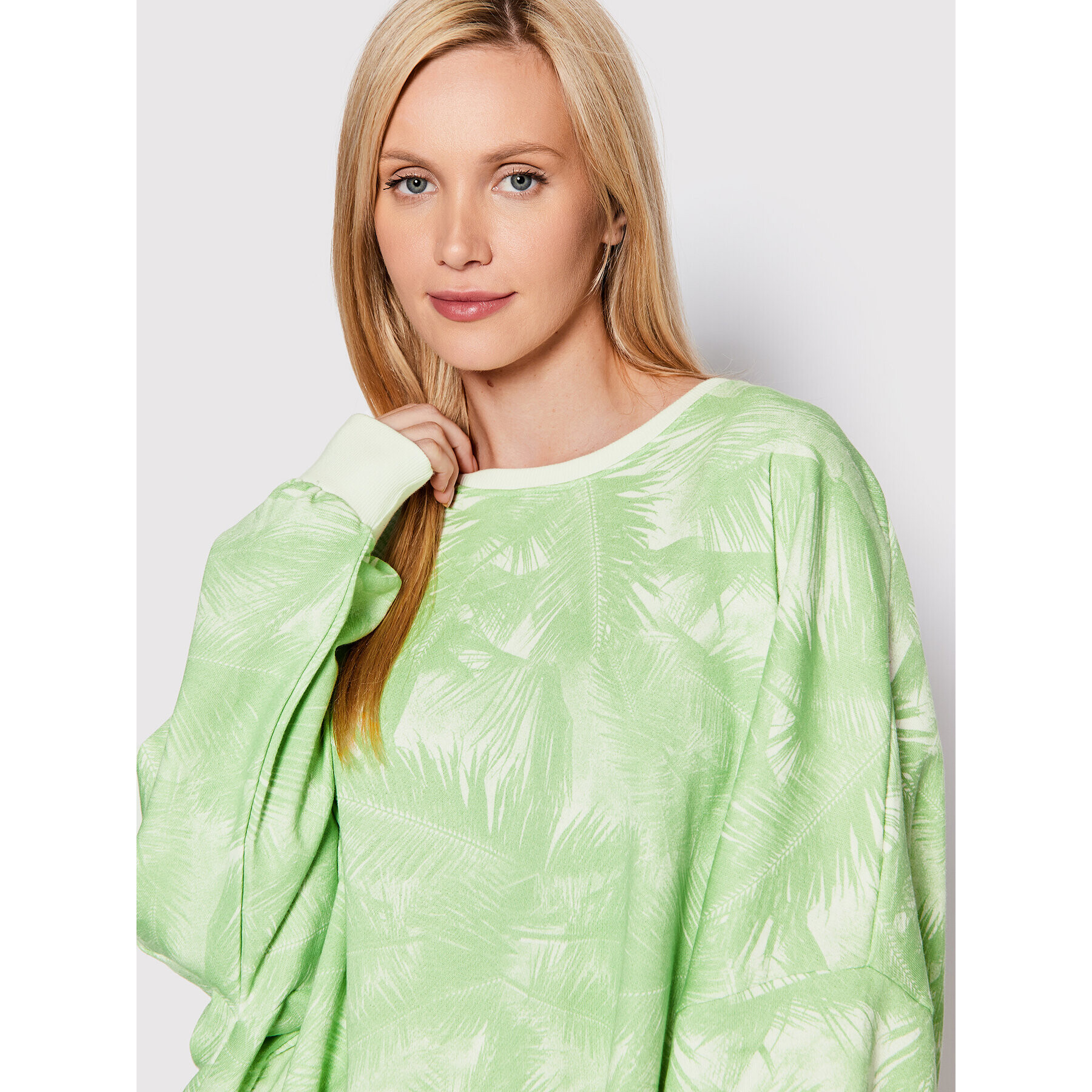 Roxy Суитшърт Bright Sunshine ARJFT04031 Зелен Oversize - Pepit.bg