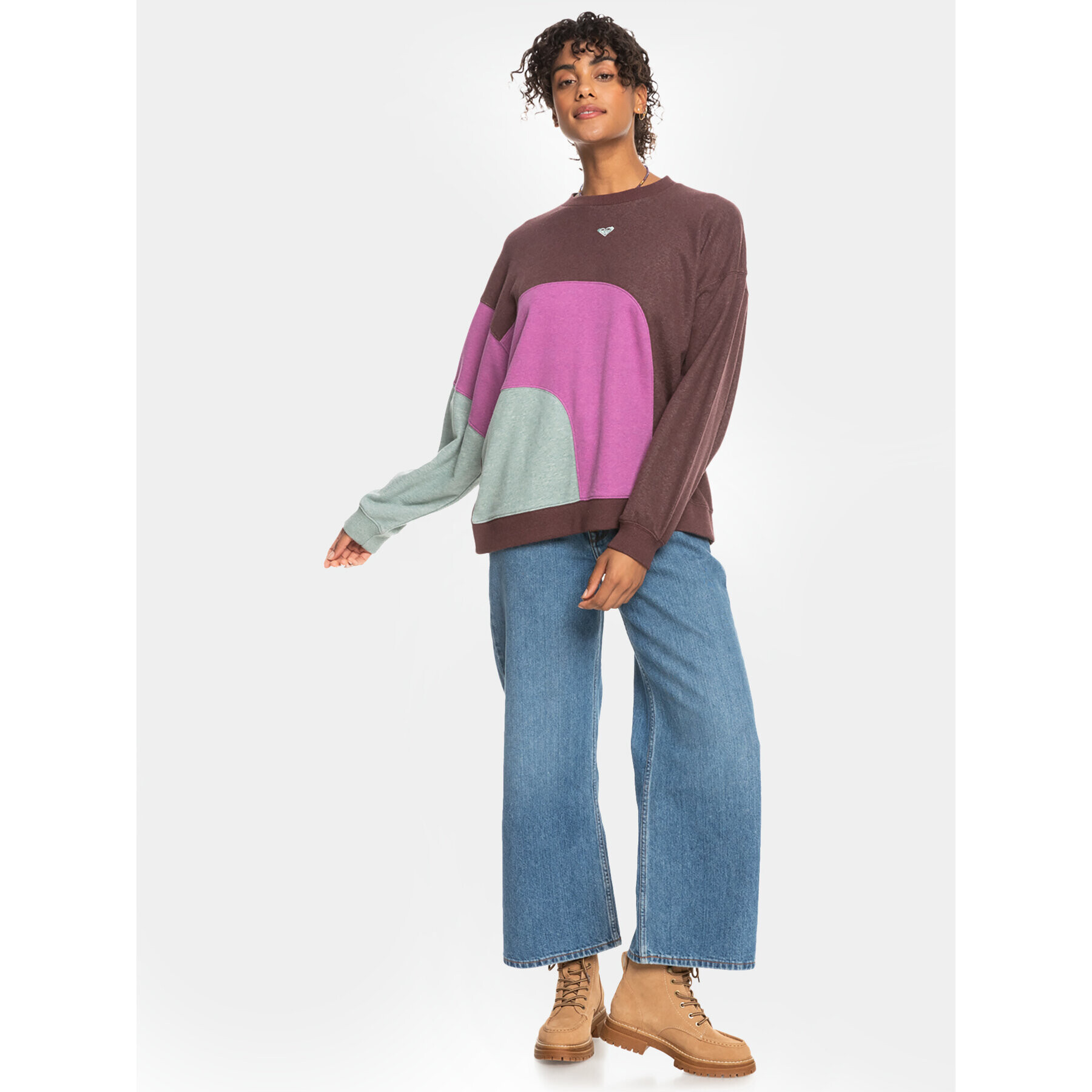 Roxy Суитшърт Happy Daize Otlr ERJFT04752 Кафяв Regular Fit - Pepit.bg