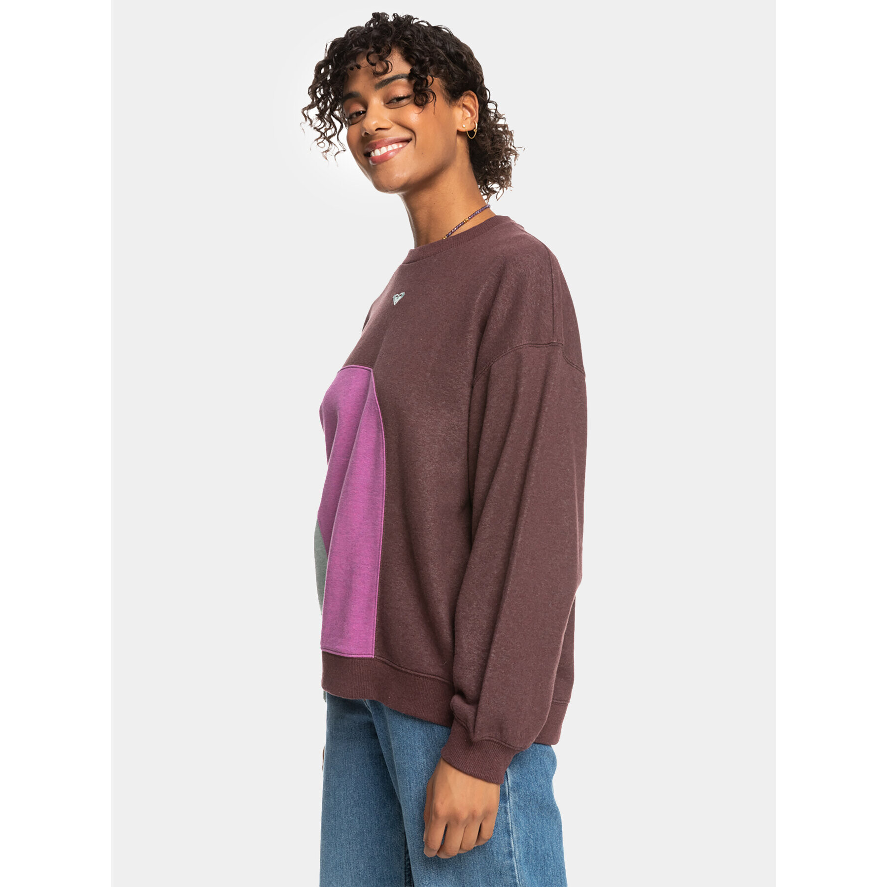 Roxy Суитшърт Happy Daize Otlr ERJFT04752 Кафяв Regular Fit - Pepit.bg