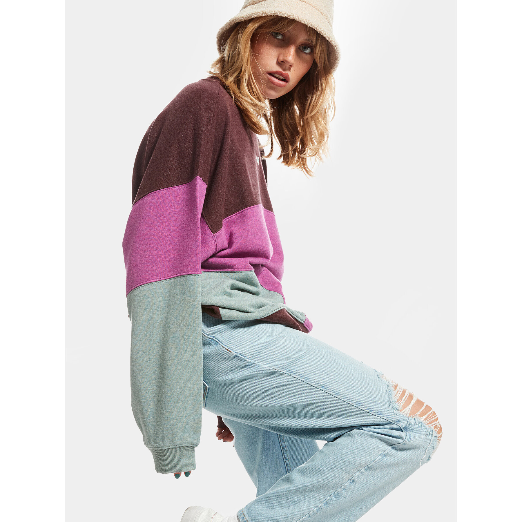 Roxy Суитшърт Happy Daize Otlr ERJFT04752 Кафяв Regular Fit - Pepit.bg