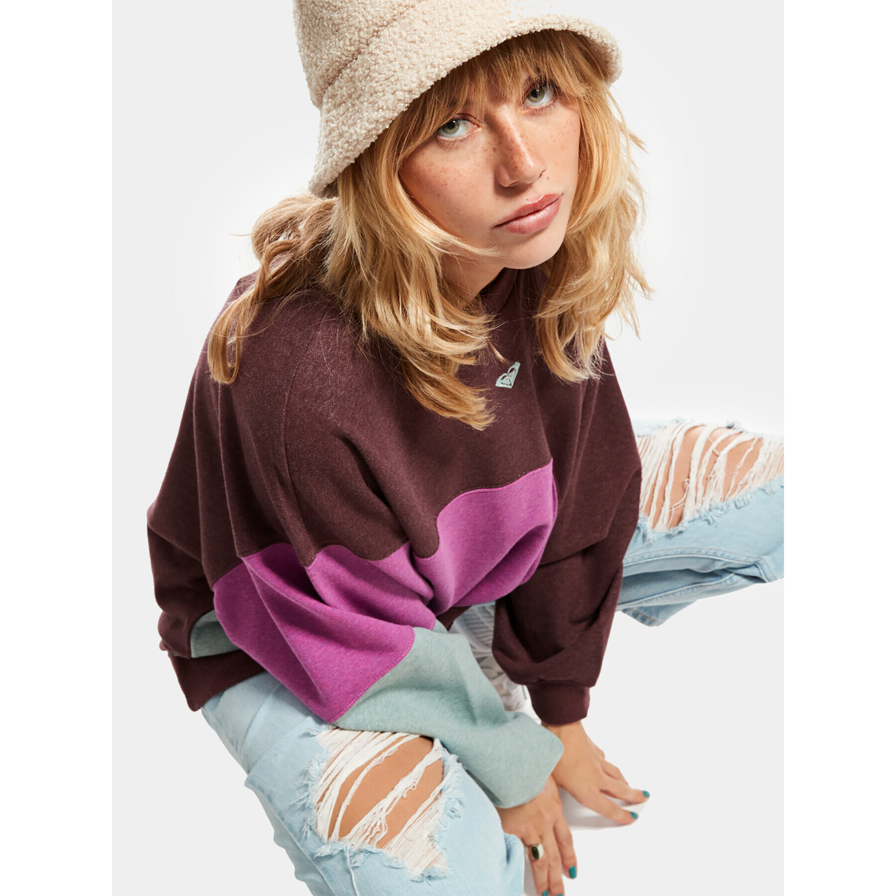 Roxy Суитшърт Happy Daize Otlr ERJFT04752 Кафяв Regular Fit - Pepit.bg
