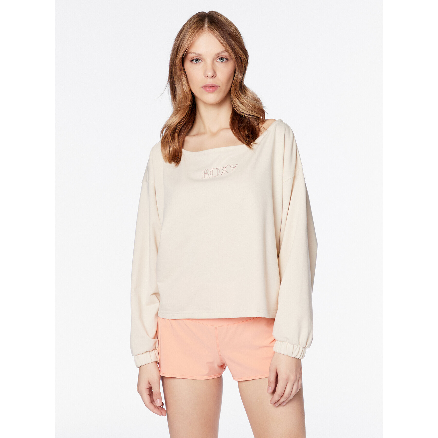 Roxy Суитшърт Next Set ERJFT04701 Бежов Relaxed Fit - Pepit.bg