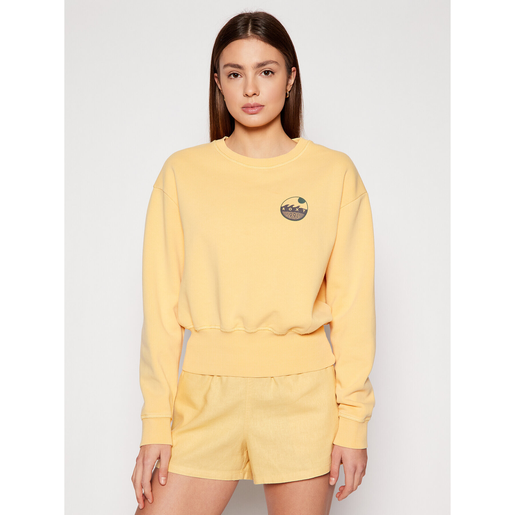 Roxy Суитшърт Radio Silence B ERJFT04243 Жълт Regular Fit - Pepit.bg