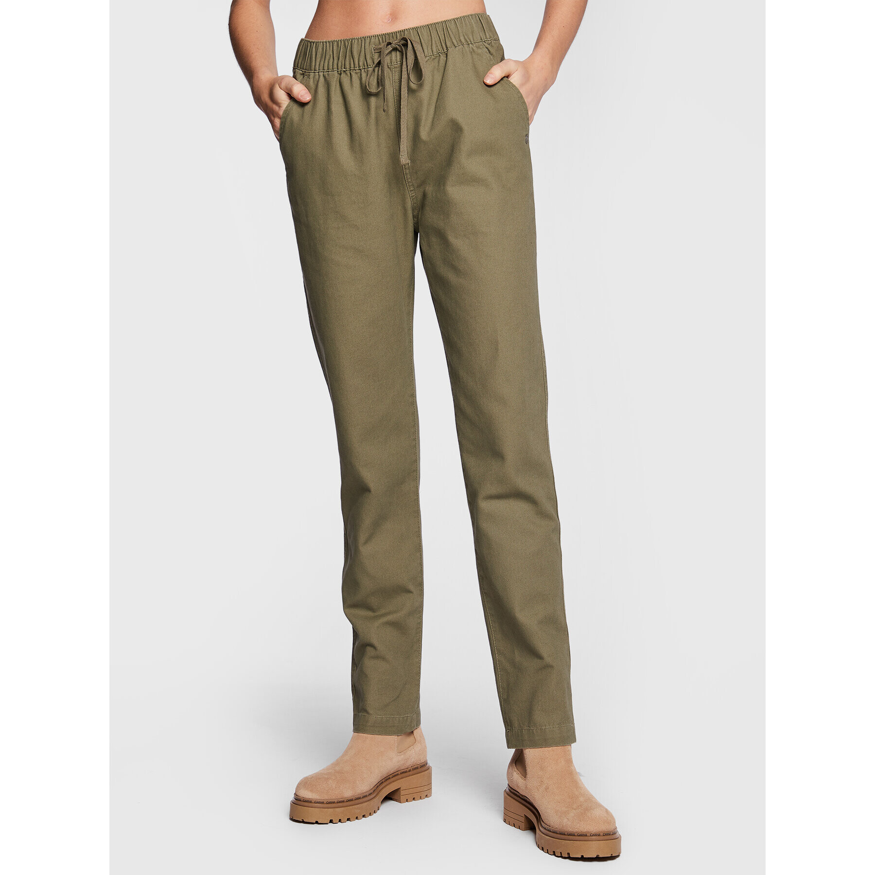 Roxy Текстилни панталони Canvas ERJNP03467 Зелен Relaxed Fit - Pepit.bg