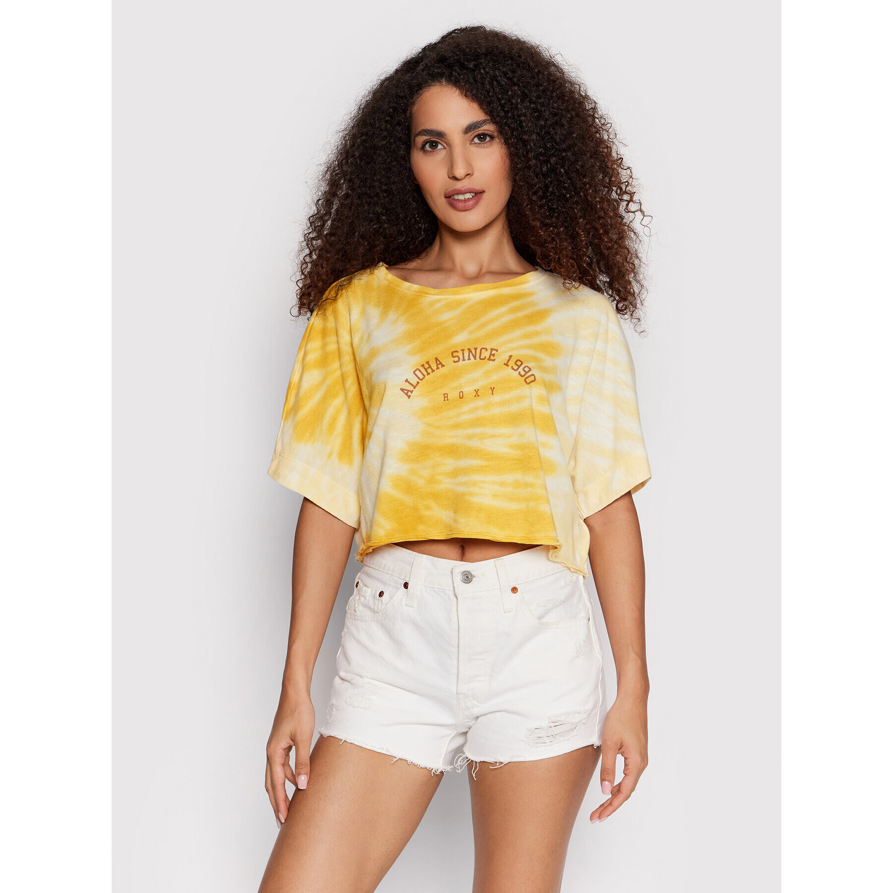 Roxy Тишърт Aloha Day ARJZT06981 Жълт Oversize - Pepit.bg