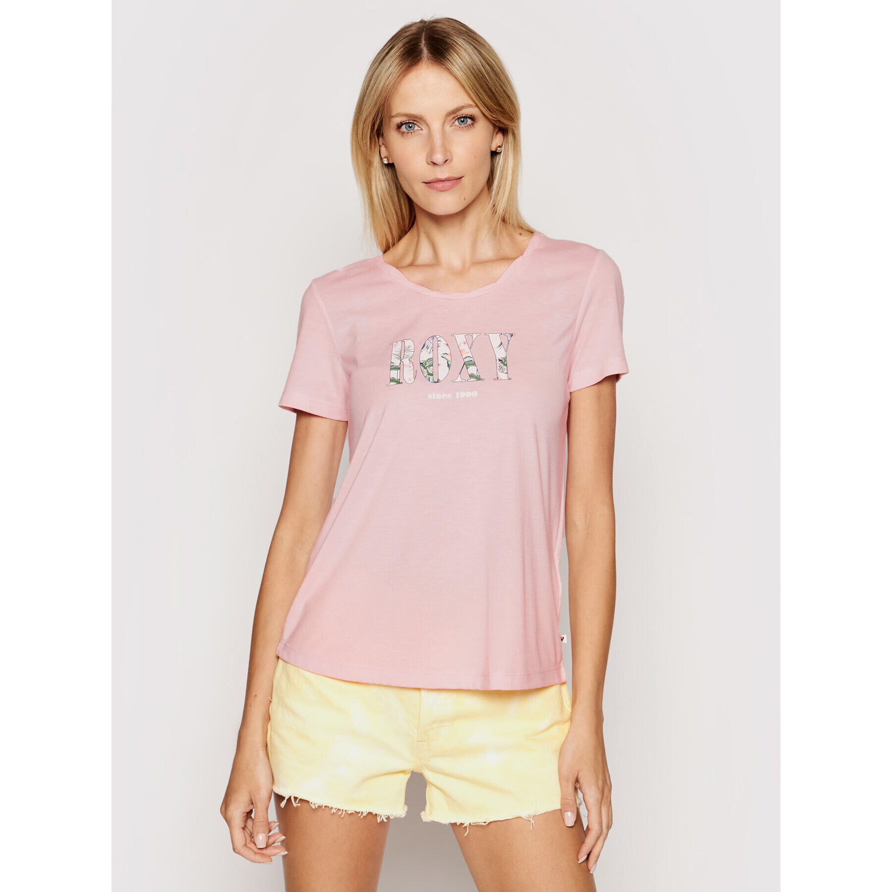 Roxy Тишърт Chasing The Swell ERJZT05179 Розов Regular Fit - Pepit.bg