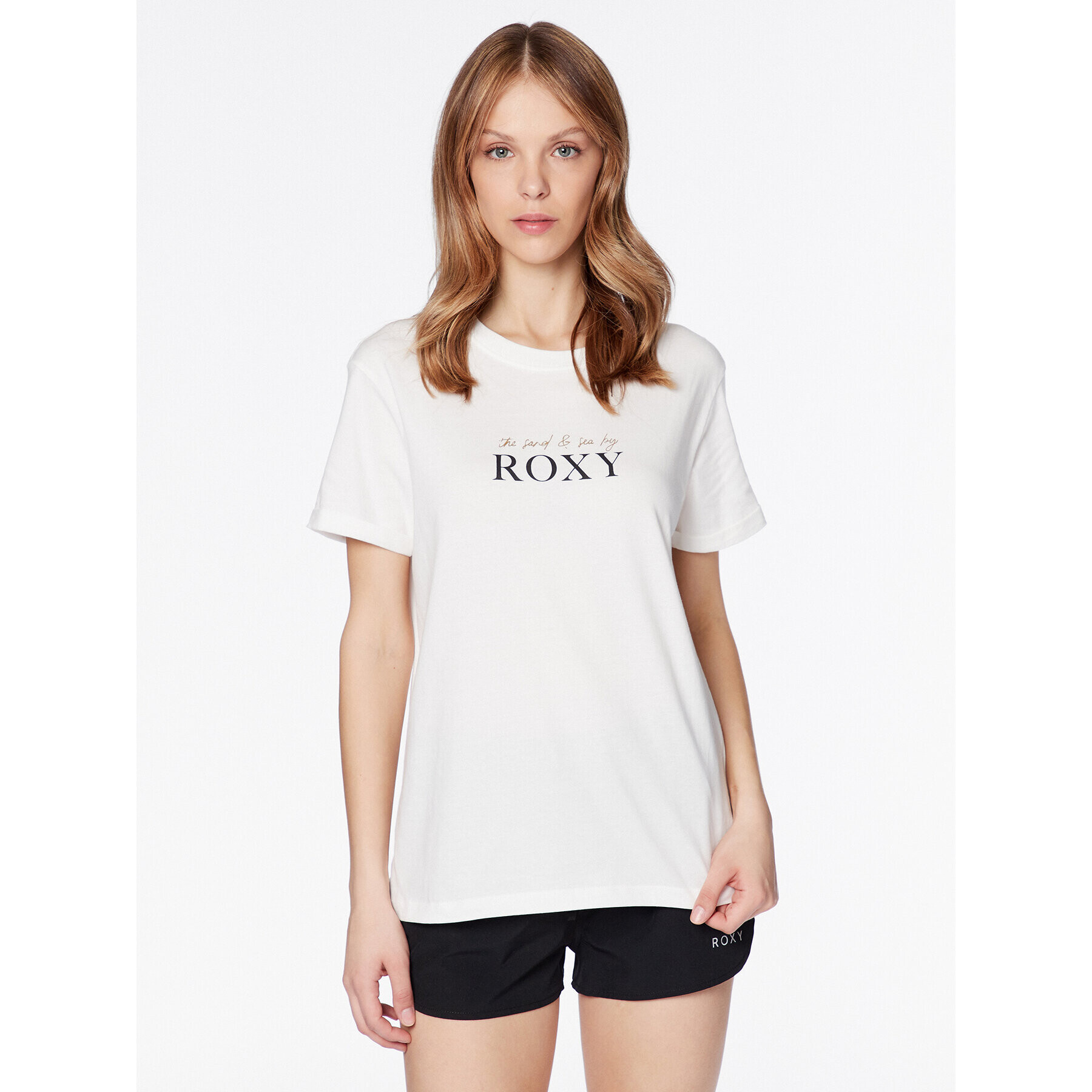 Roxy Тишърт Noon Ocean ERJZT05490 Бял Regular Fit - Pepit.bg