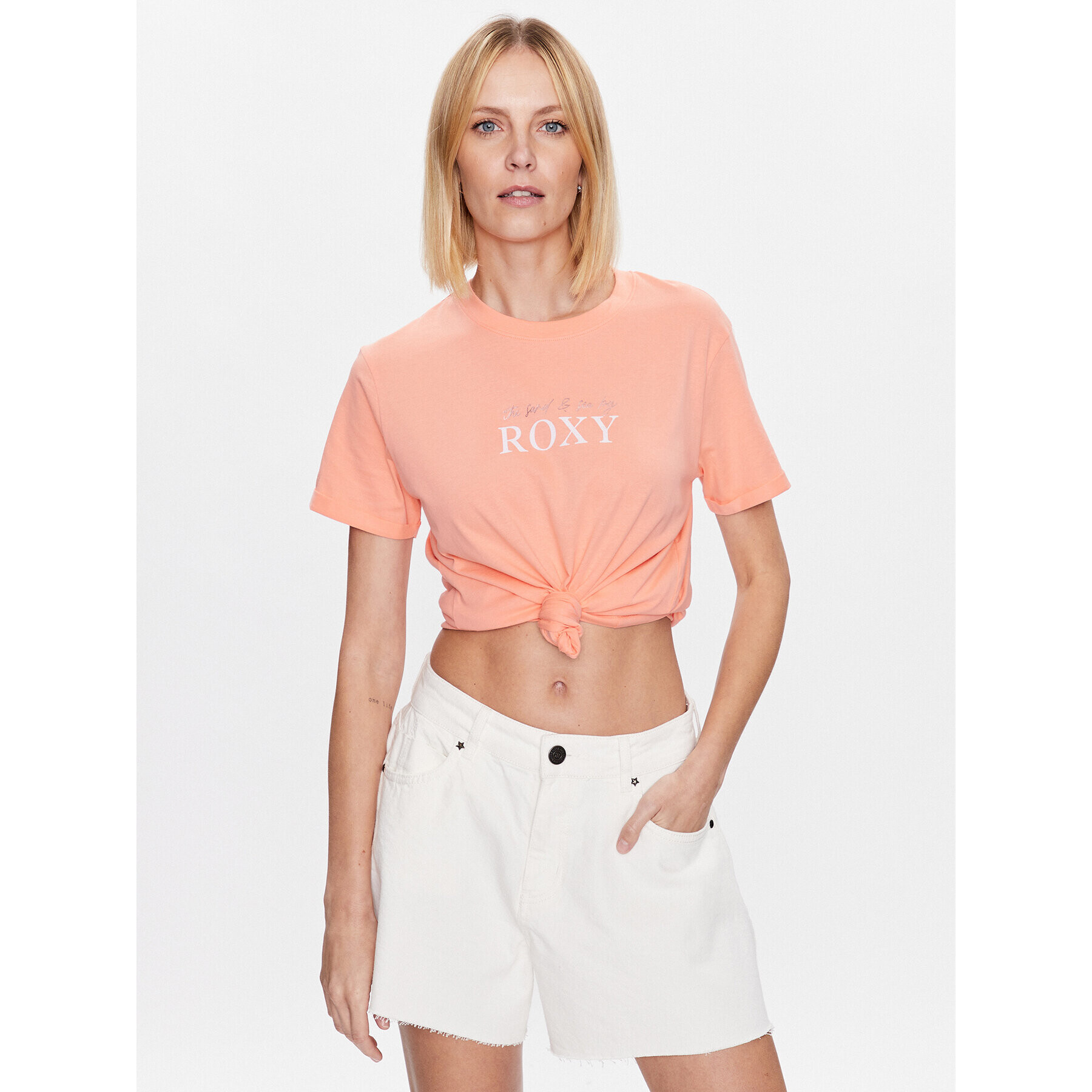 Roxy Тишърт Noon Ocean ERJZT05490 Оранжев Regular Fit - Pepit.bg