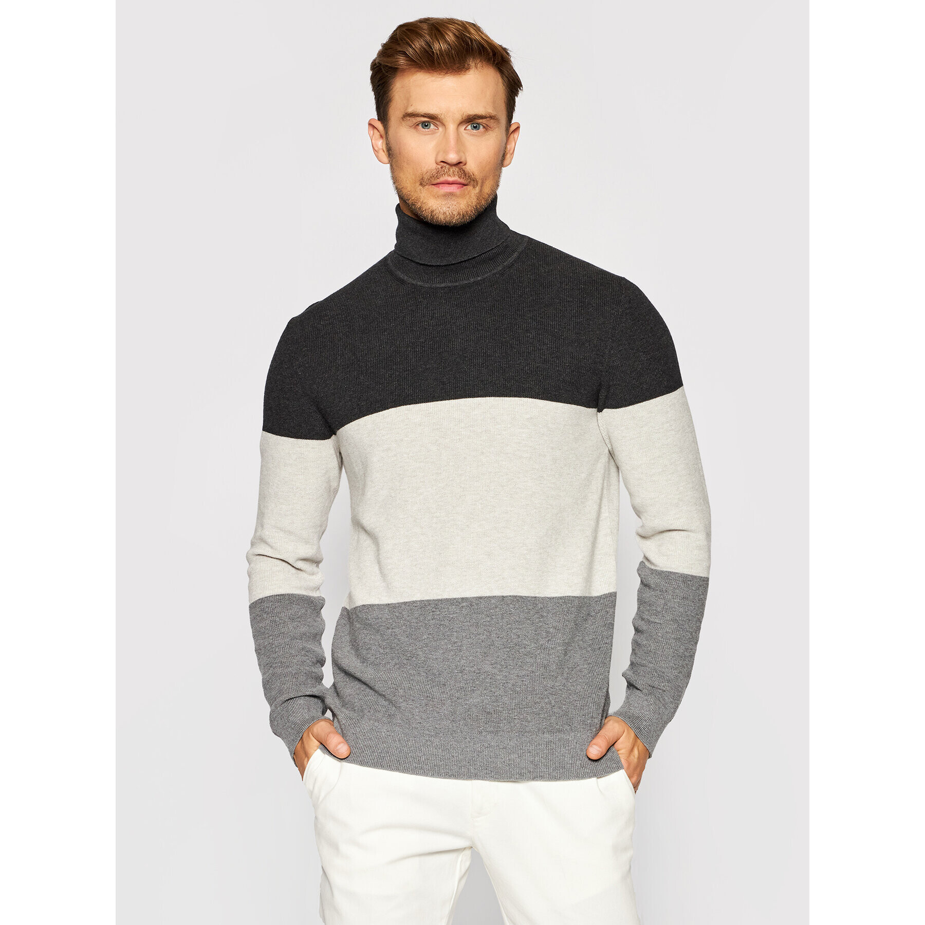 Roy Robson Поло 5857-91 Сив Slim Fit - Pepit.bg