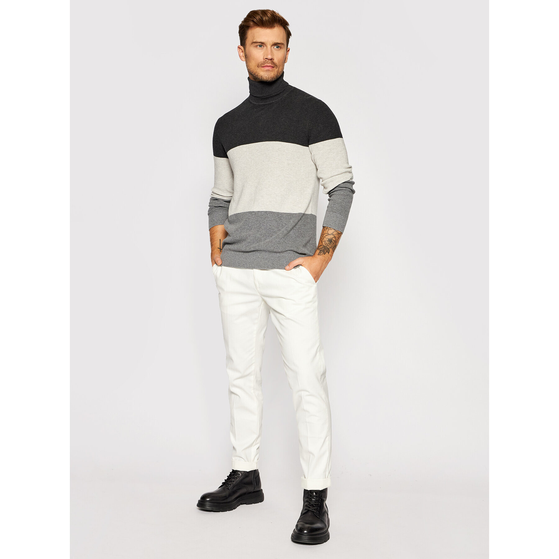 Roy Robson Поло 5857-91 Сив Slim Fit - Pepit.bg