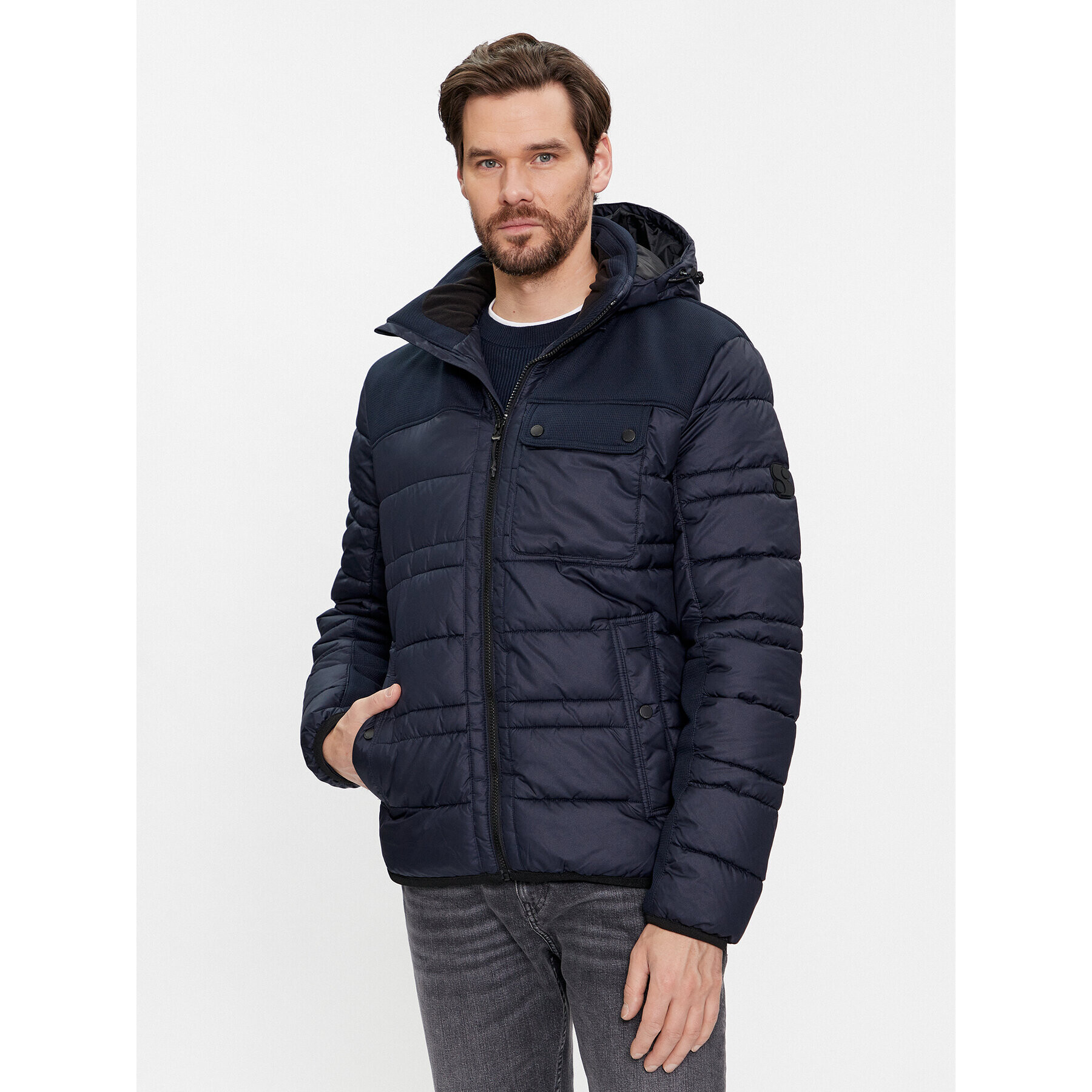 s.Oliver Пухено яке 2131728 Тъмносин Regular Fit - Pepit.bg