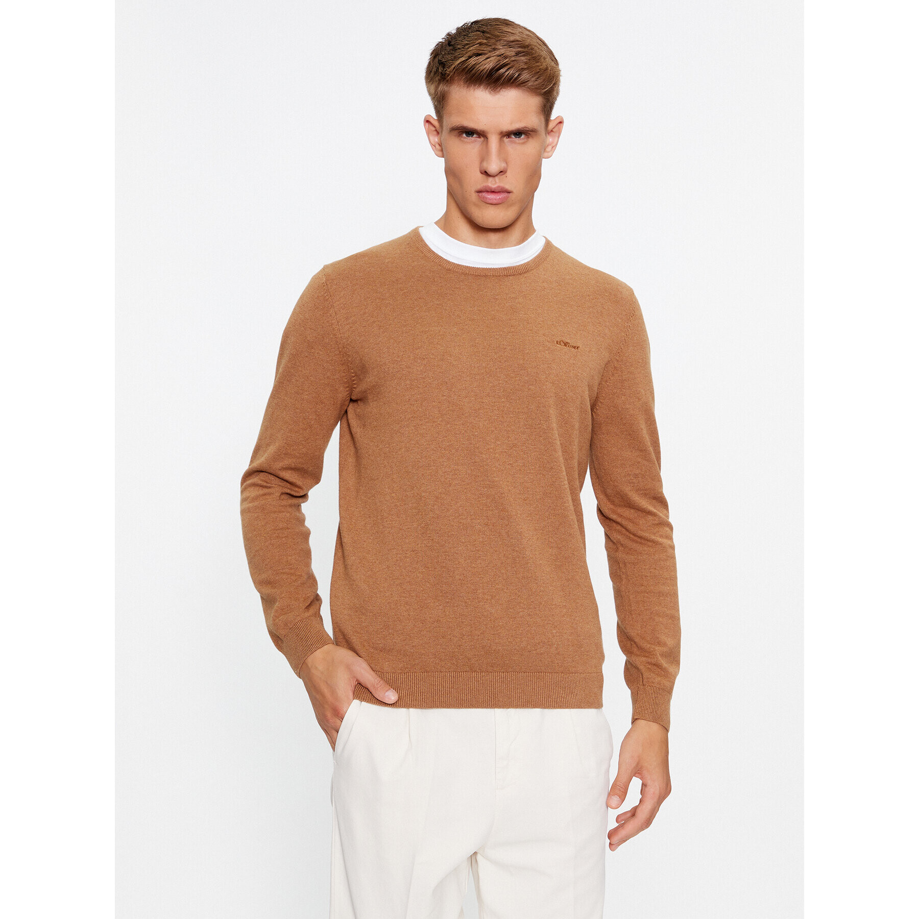 s.Oliver Пуловер 2134587 Кафяв Regular Fit - Pepit.bg