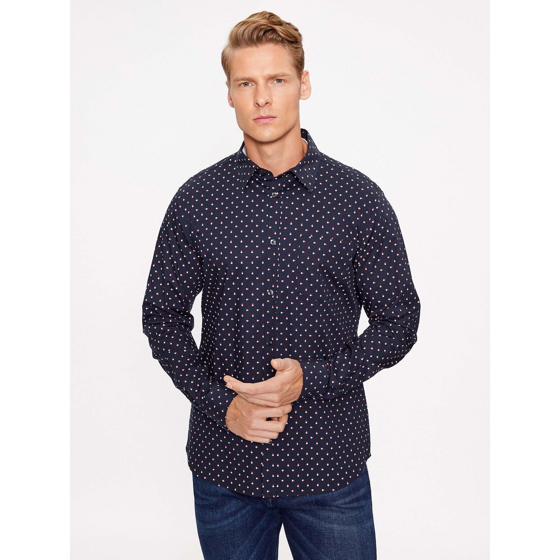 s.Oliver Риза 2133419 Тъмносин Regular Fit - Pepit.bg